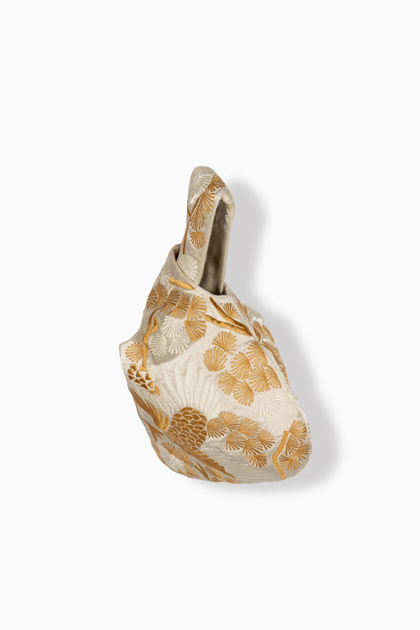 Ecru Bird Motif Knot Bag