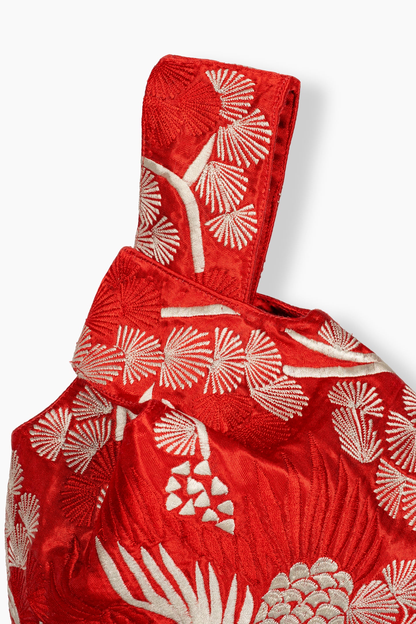 Crimson Bird Motif Knot Bag