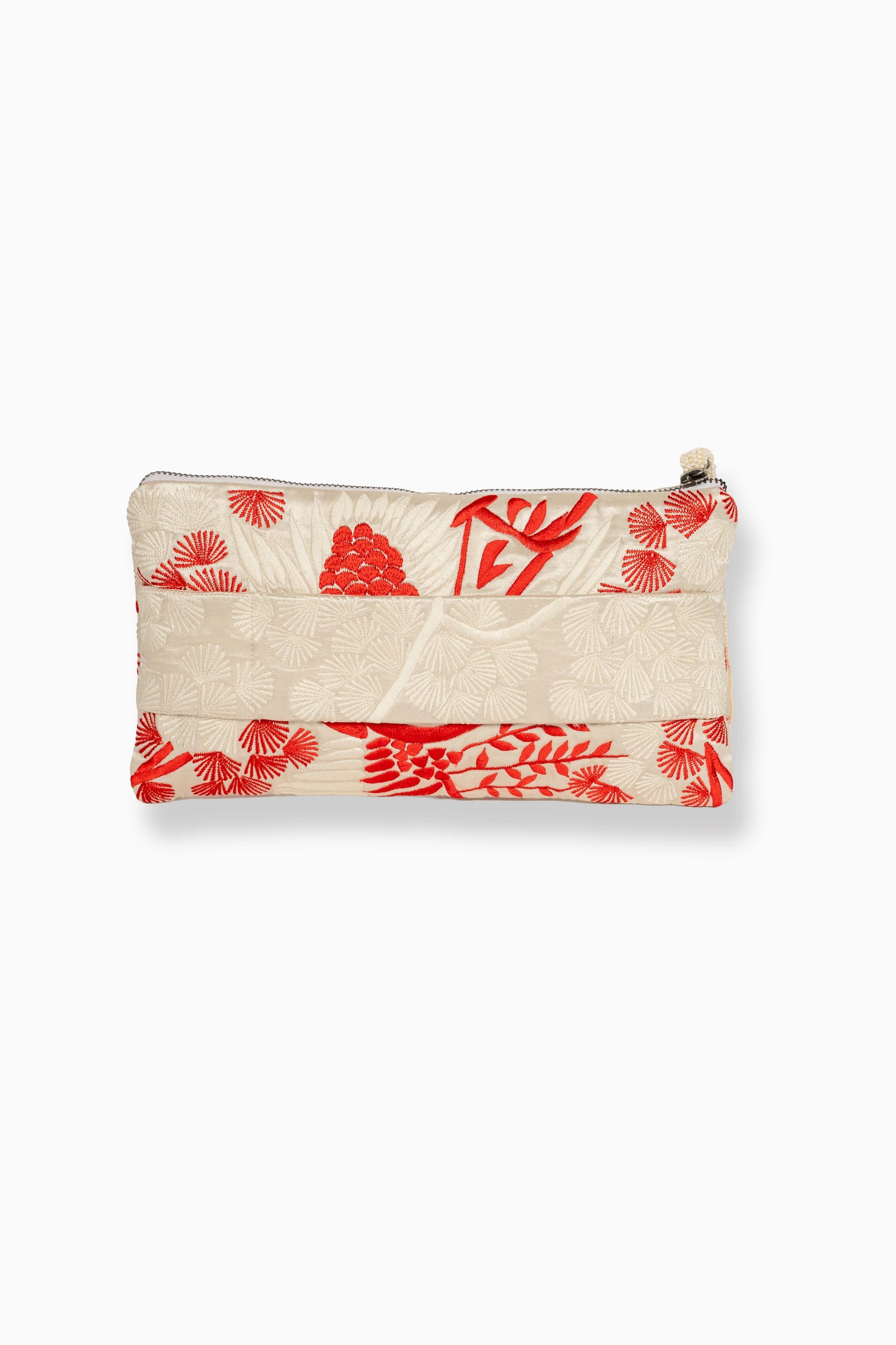 Ecru Bird Motif Clutch