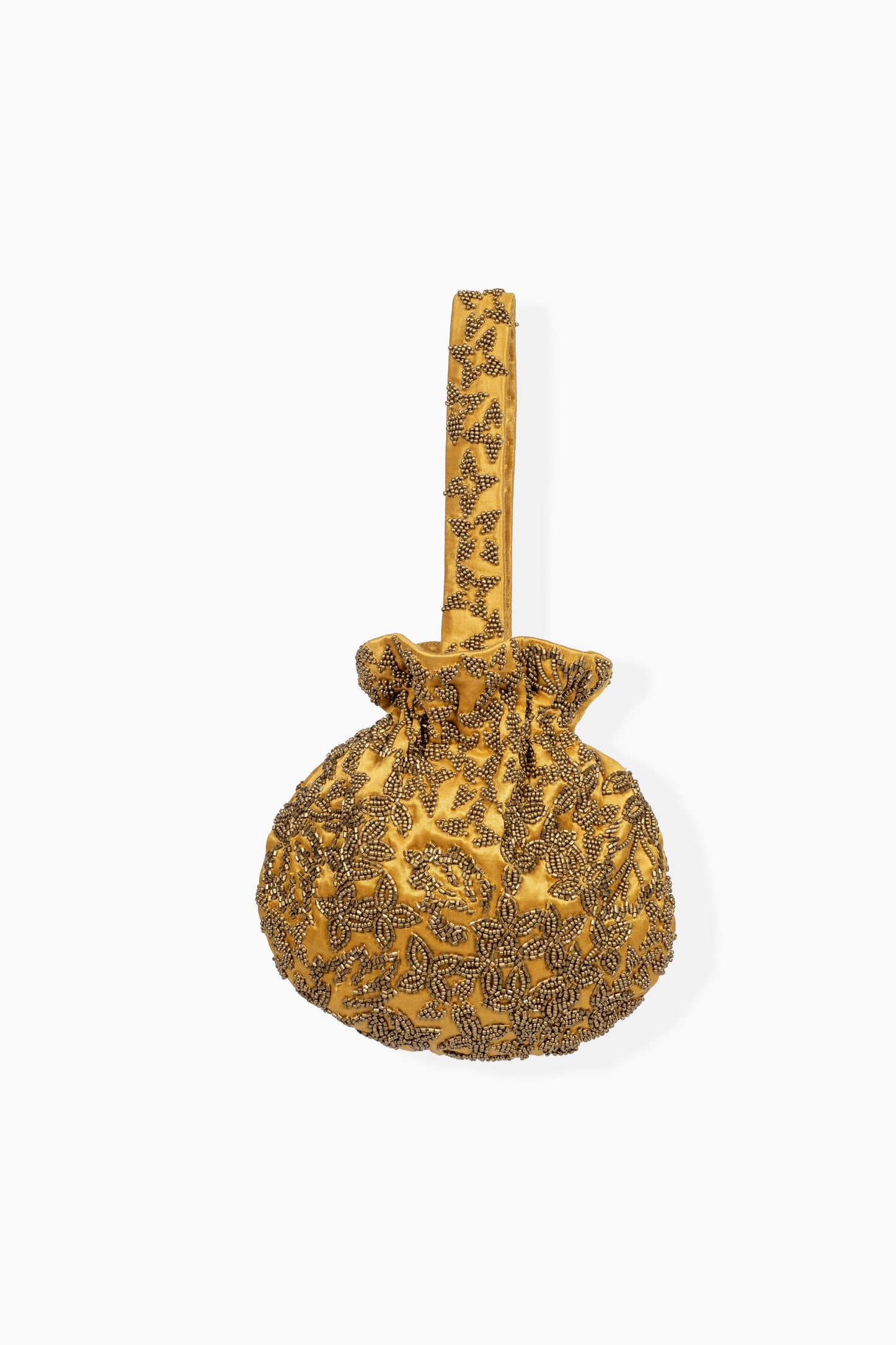 Saffron Hand Beaded Round Handbag