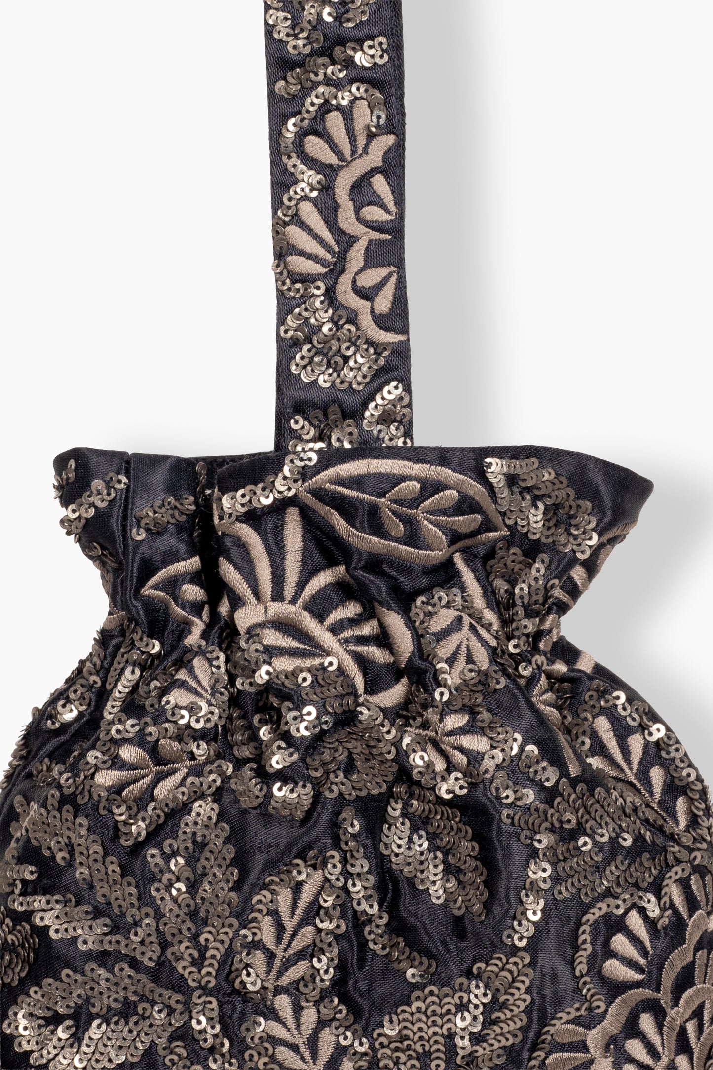 Indigo Hand Sequined Flat Stitch Handbag