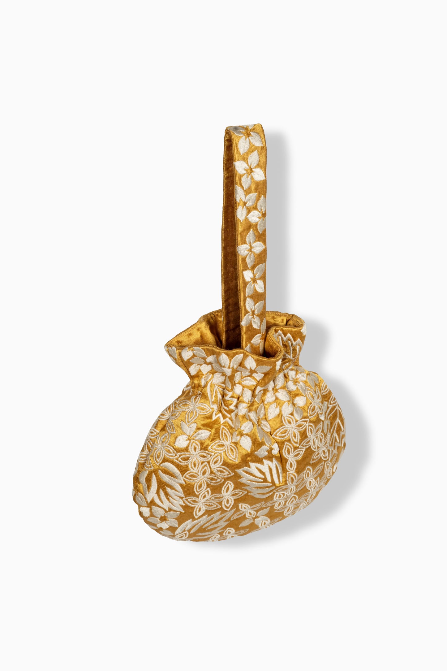 Saffron Damask Stitch Round Handbag