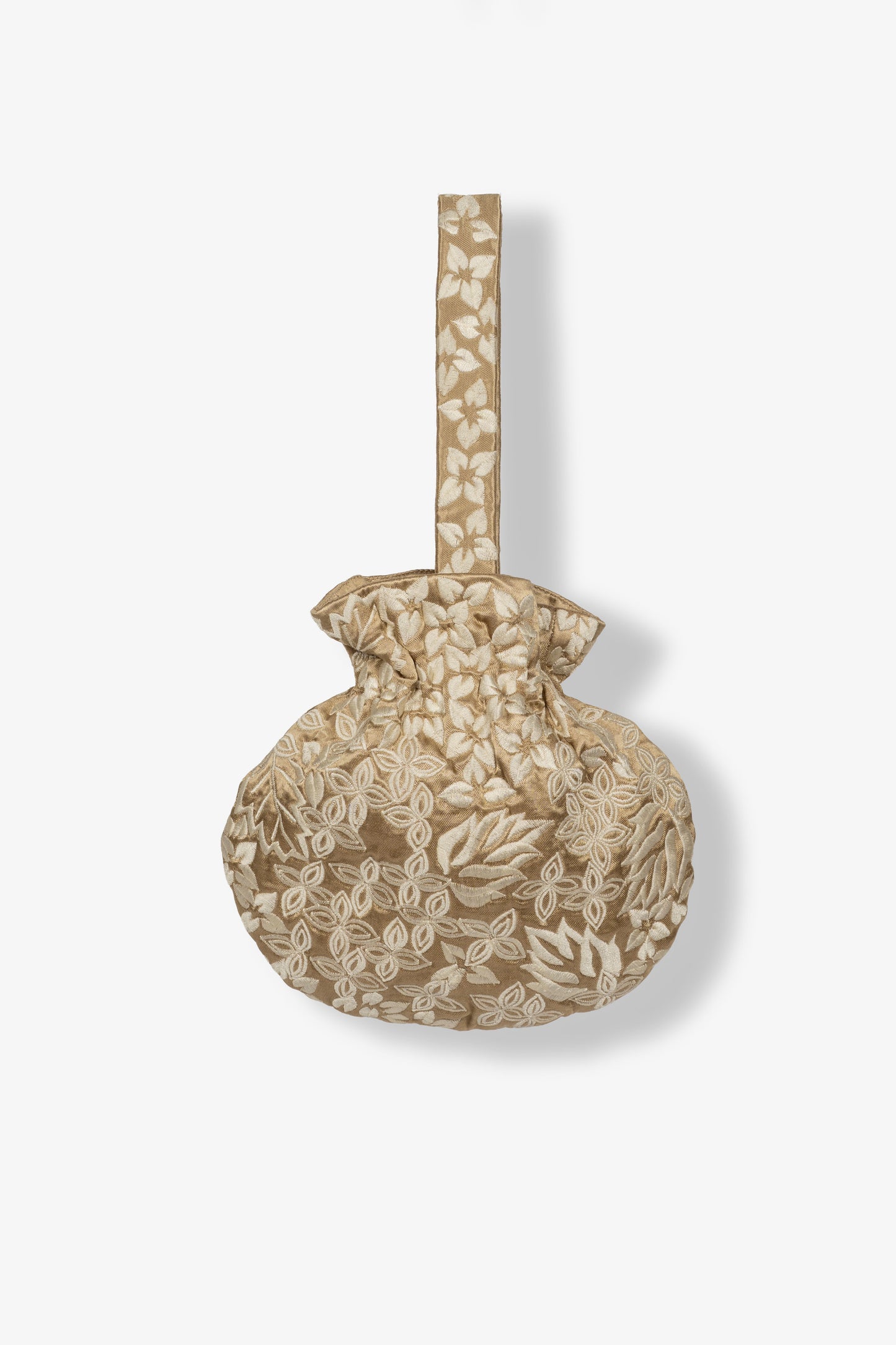 Natural Damask Stitch Round Handbag