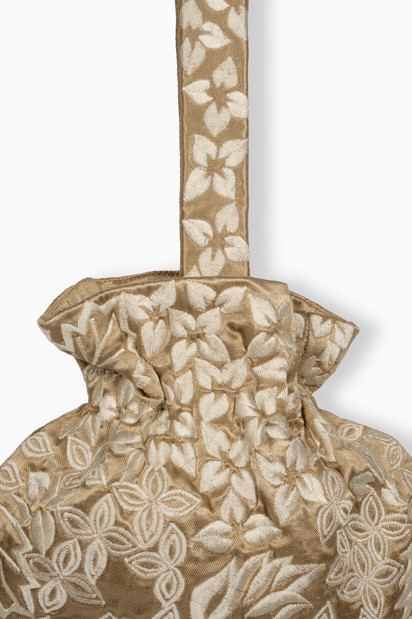 Natural Damask Stitch Round Handbag
