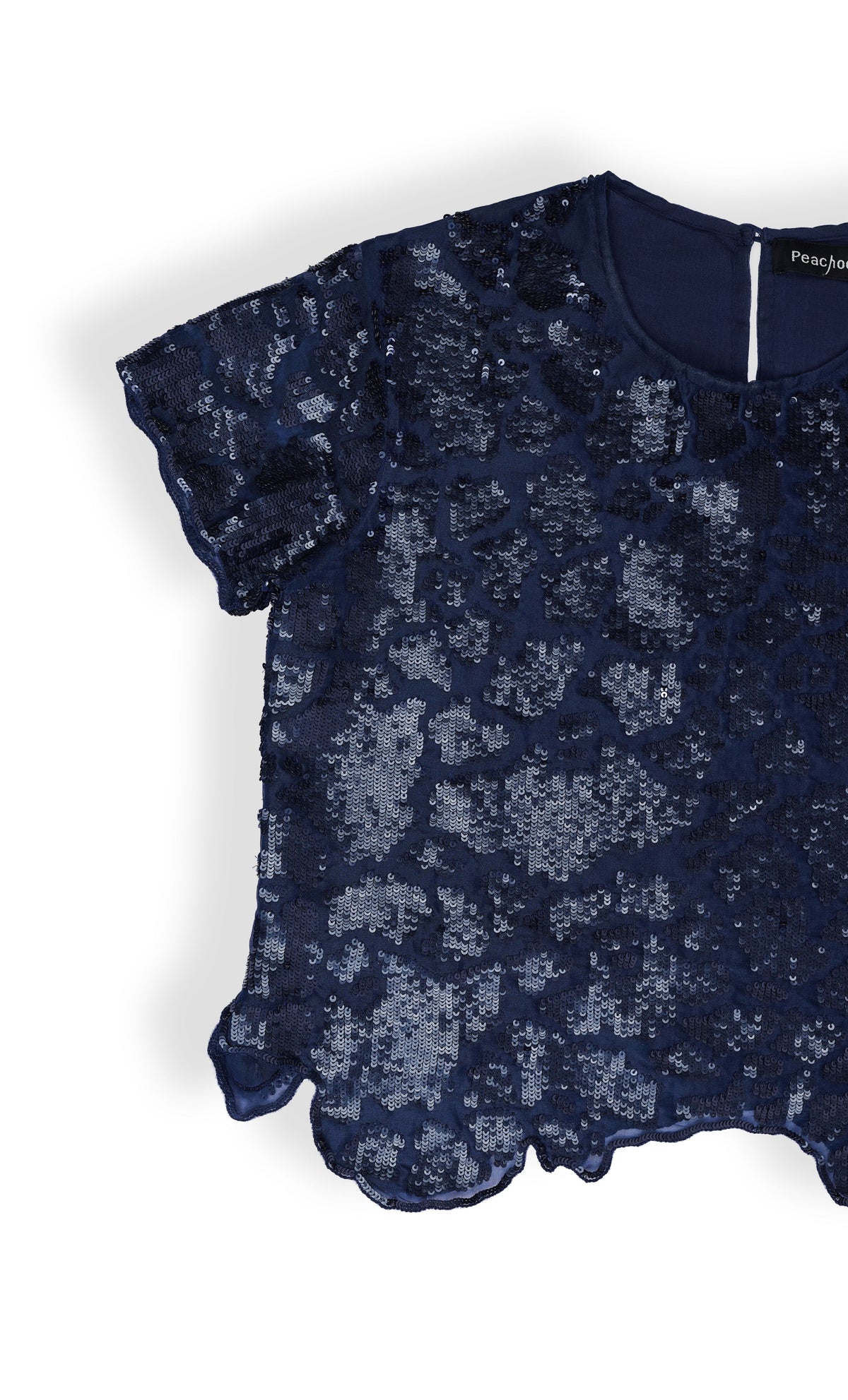Navy Hand Sequined Blouse