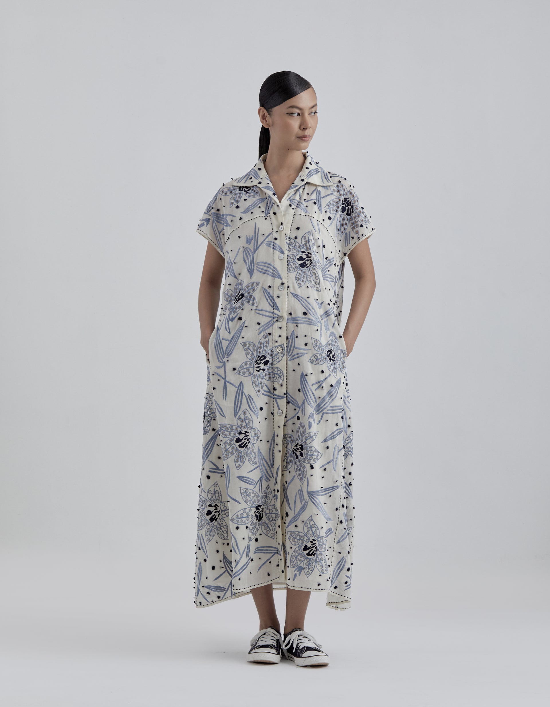 Ecru Cutwork and French Knot Dress
