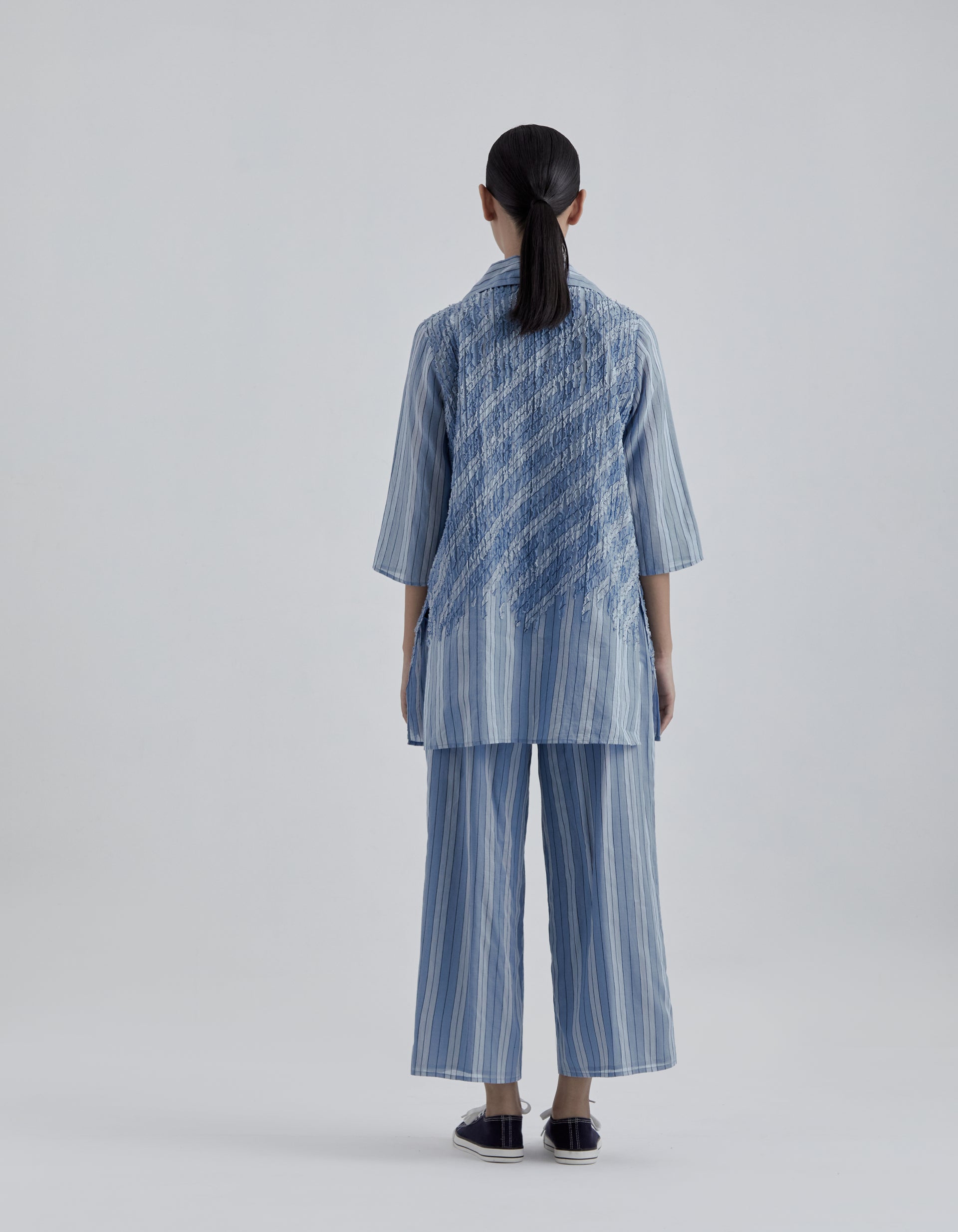 Steel Yarn Dyed Stripe Frayed Shirt