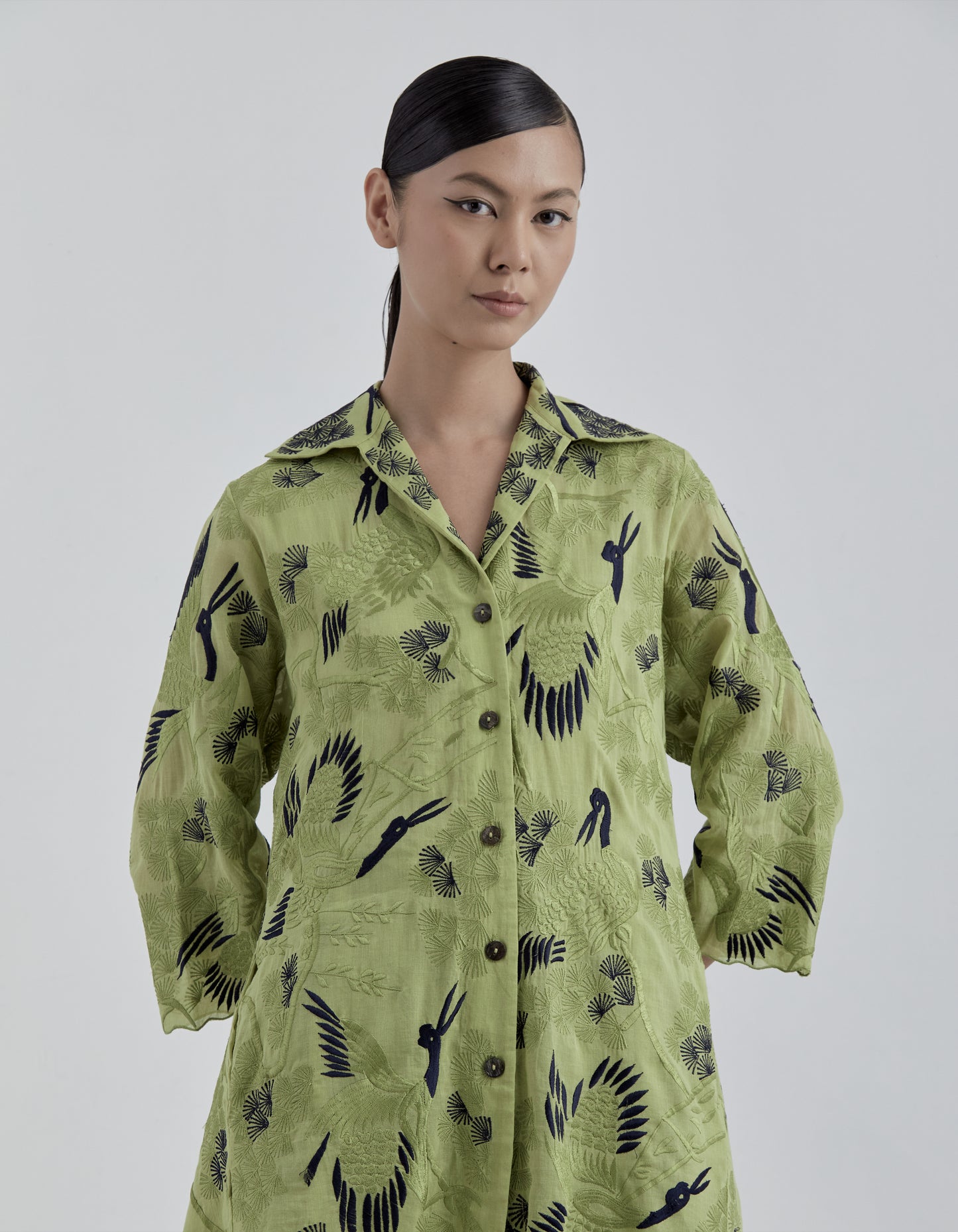 Grass Bird Motif Jacket