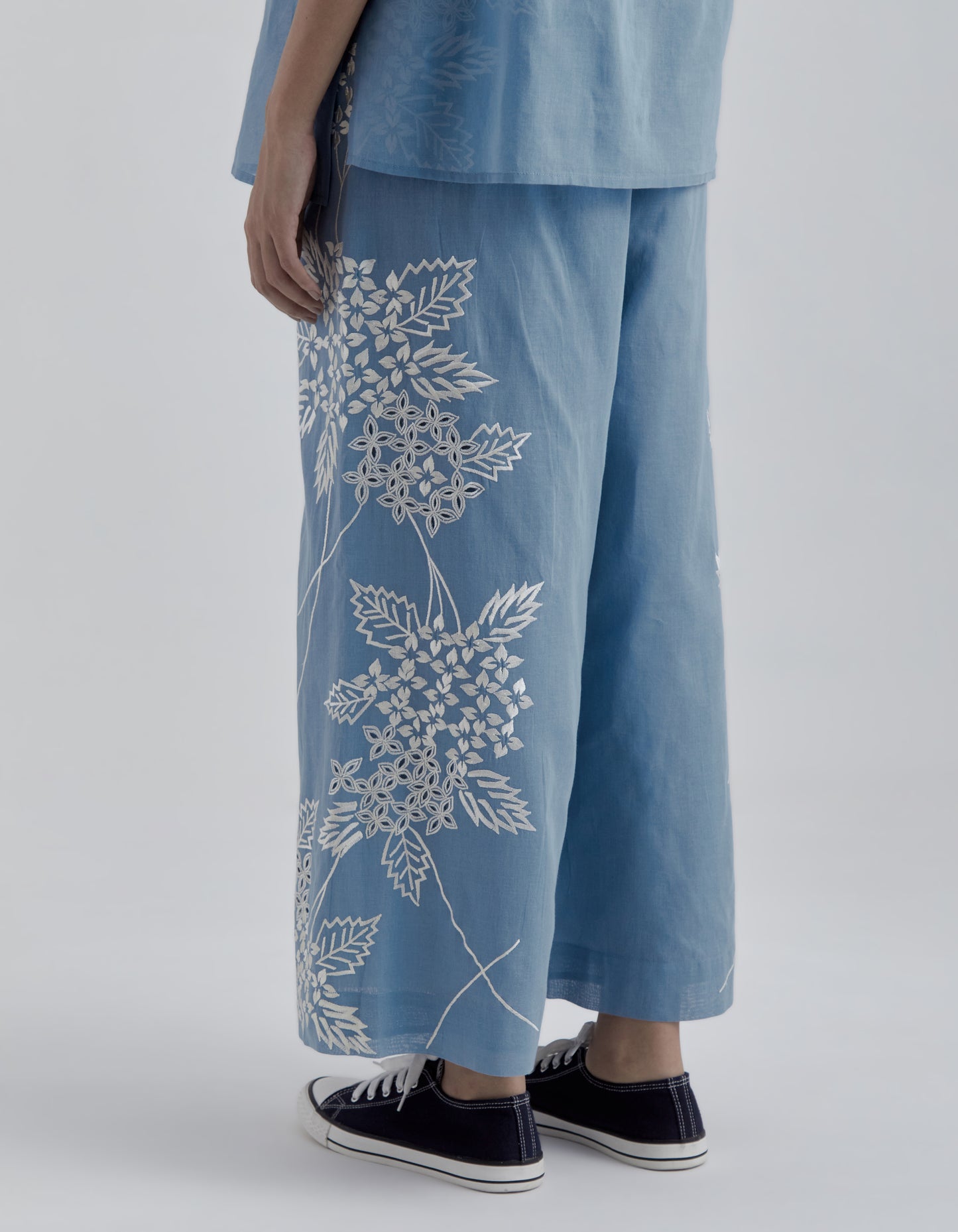 Steel Damask Stitched Cutwork Pants