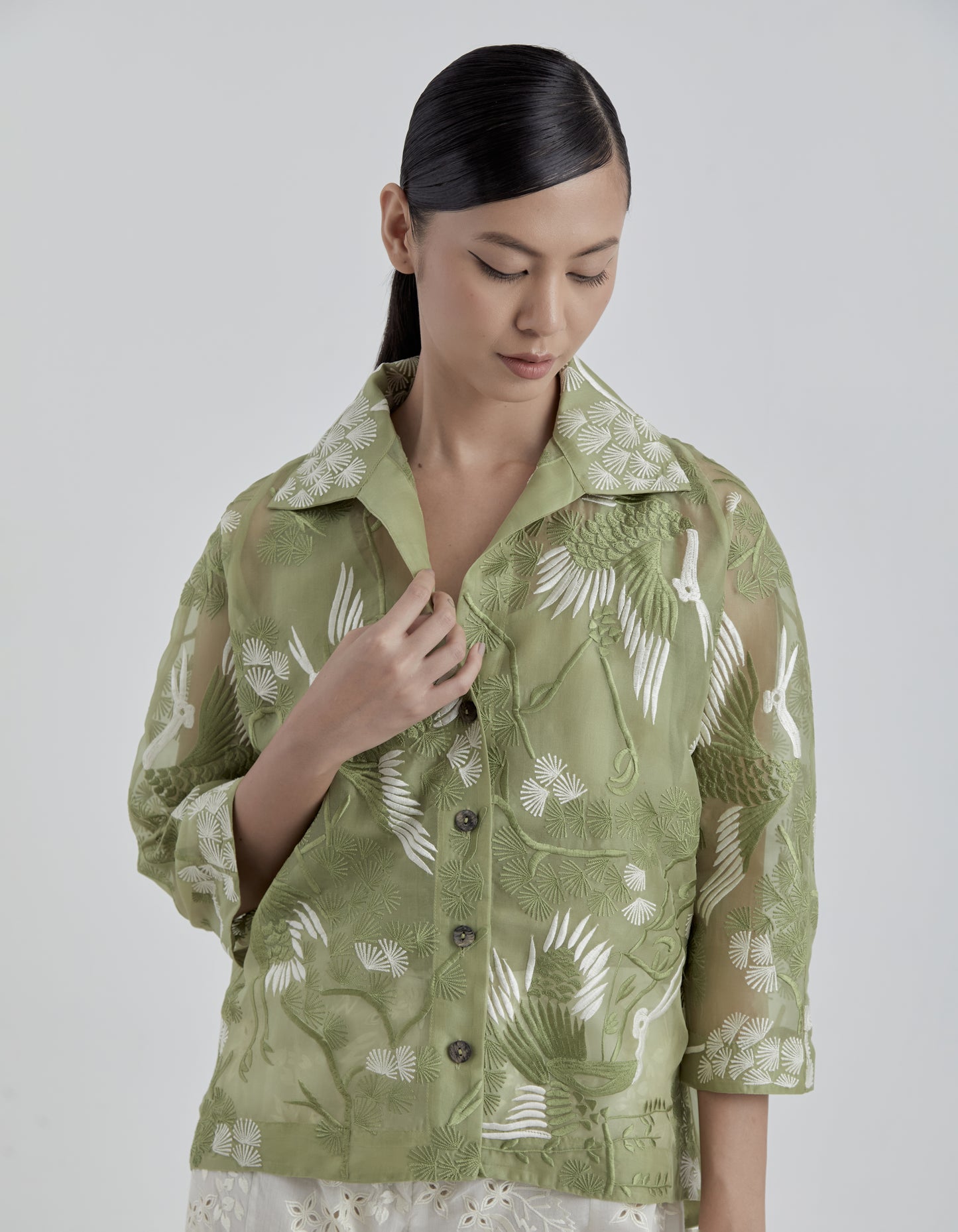 Grass Bird Motif Top