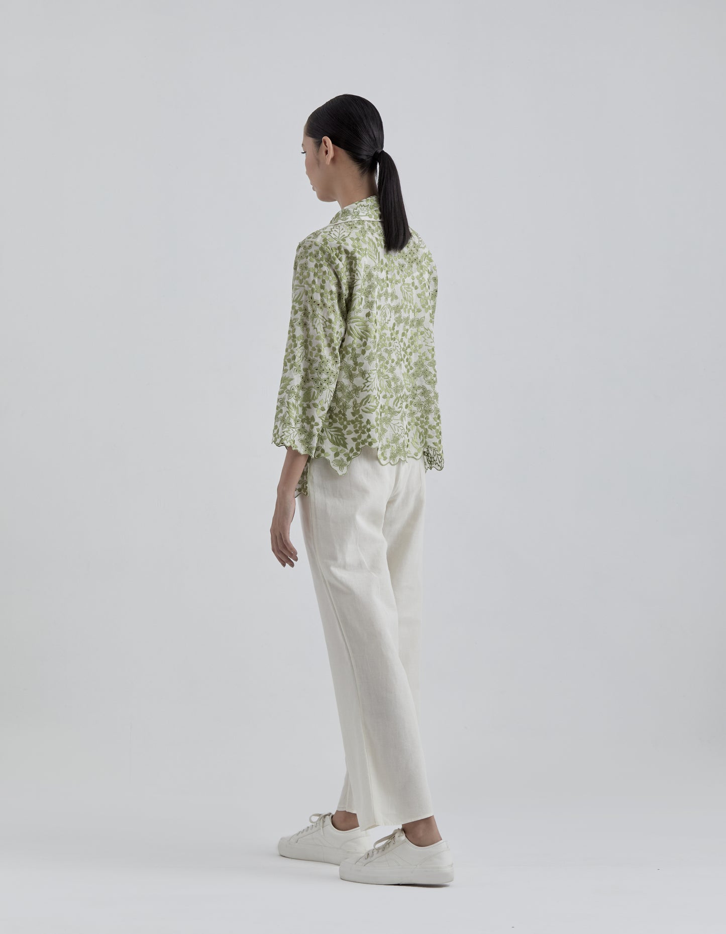 Ecru Solid Pants