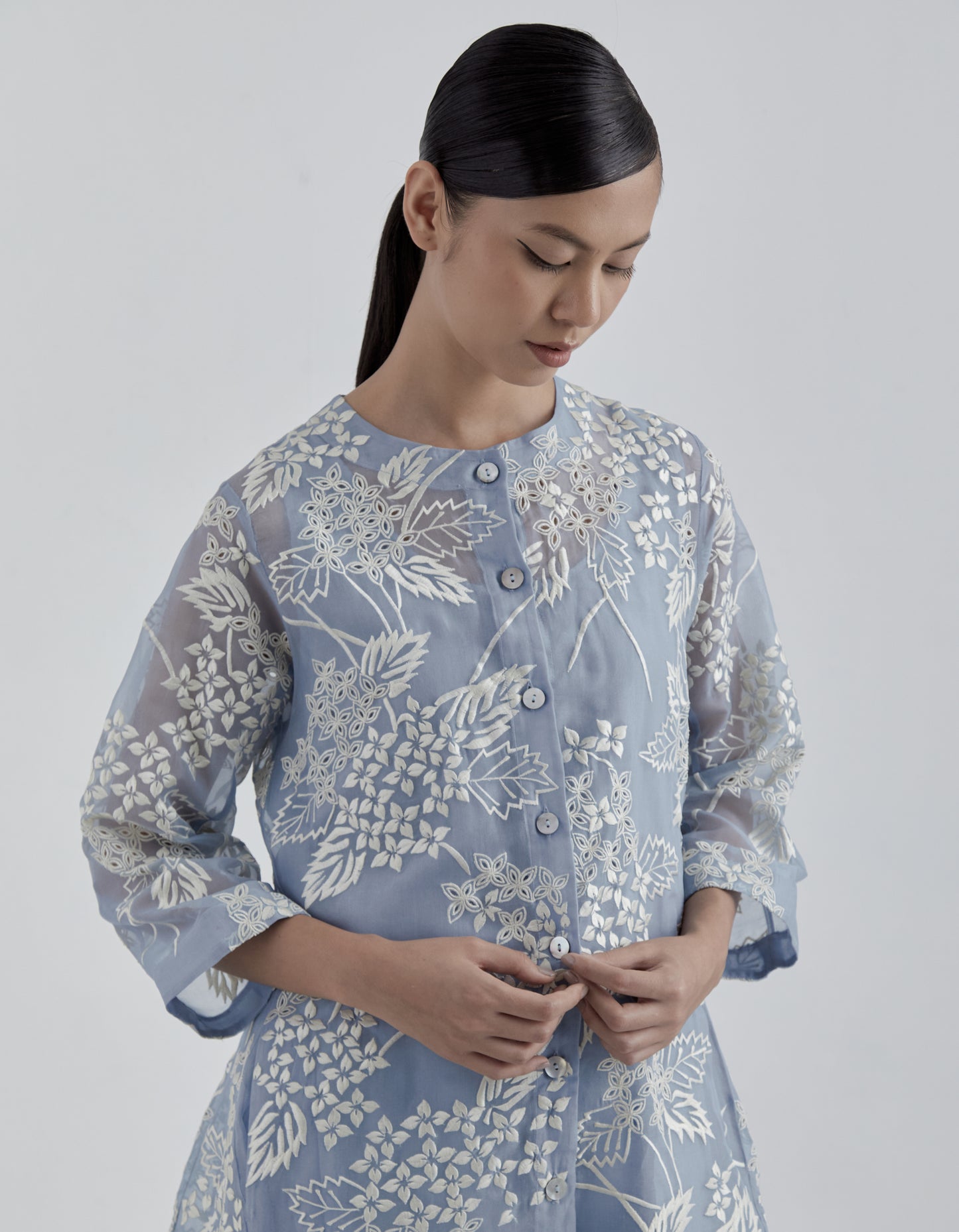 Steel Damask Stitched Cutwork Jacket
