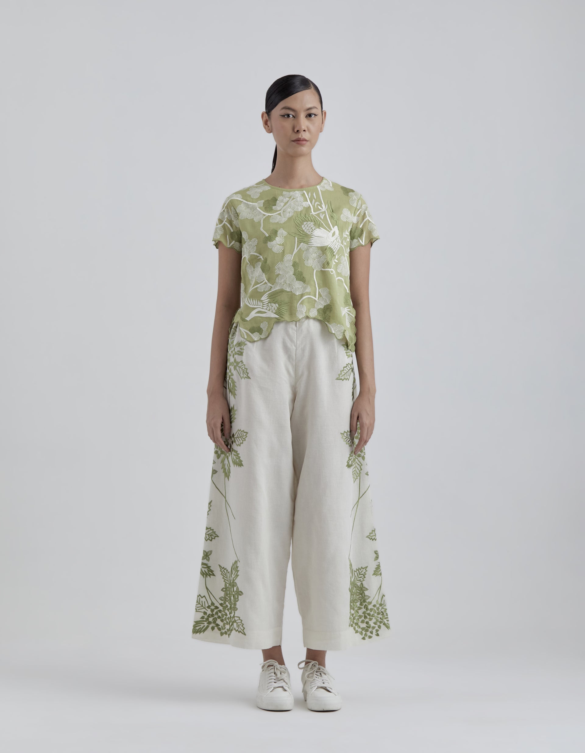 Grass Bird Motif Blouse