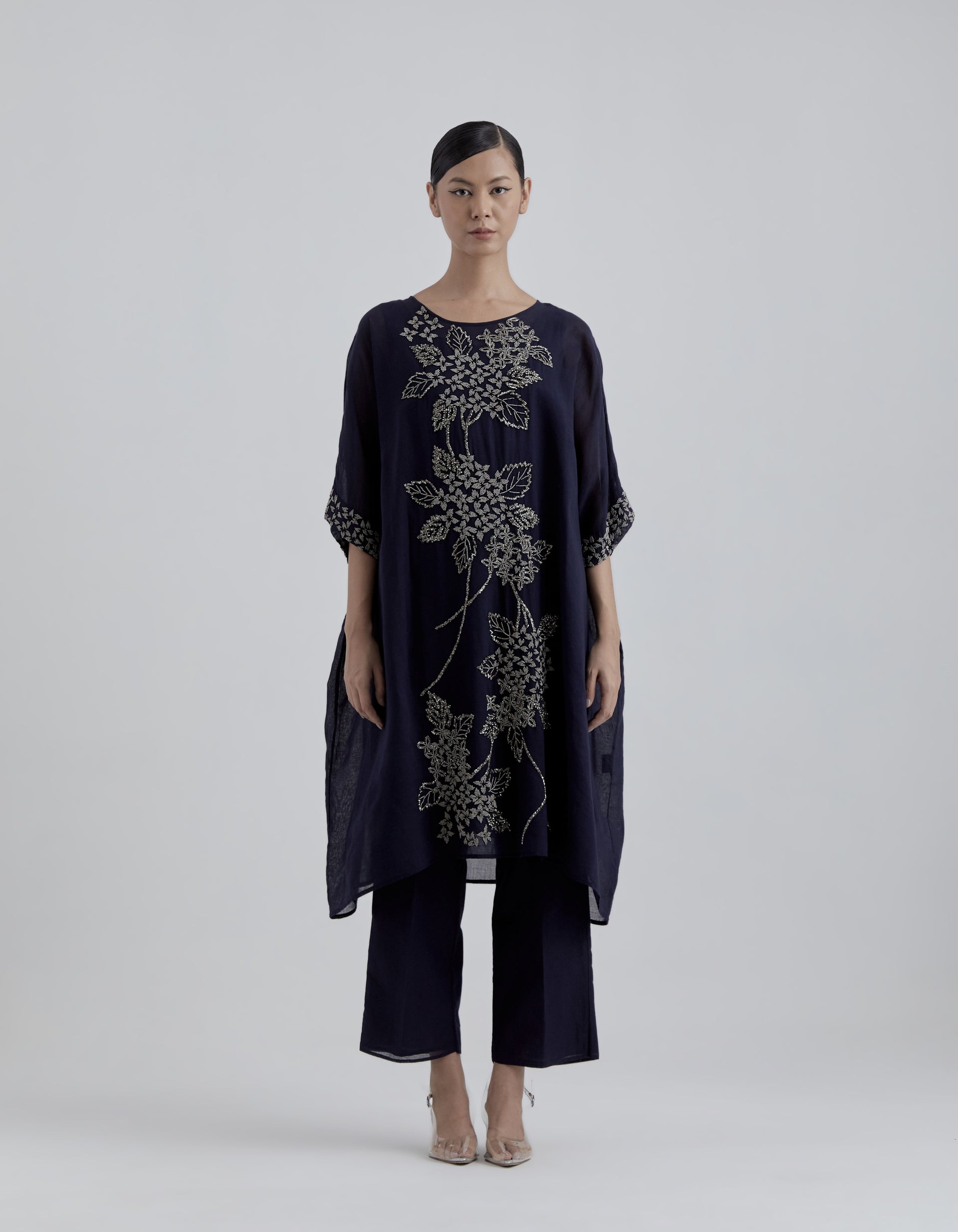 Indigo Hand Sequined Kaftan
