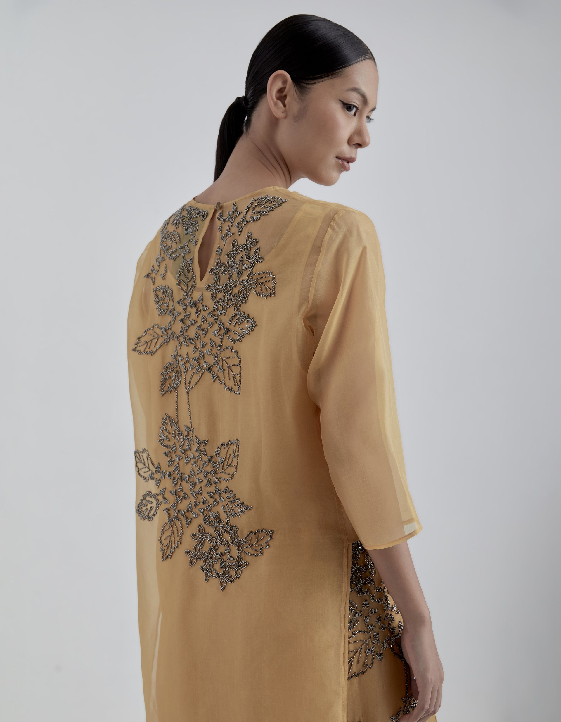 Saffron Hand Beaded Kurta