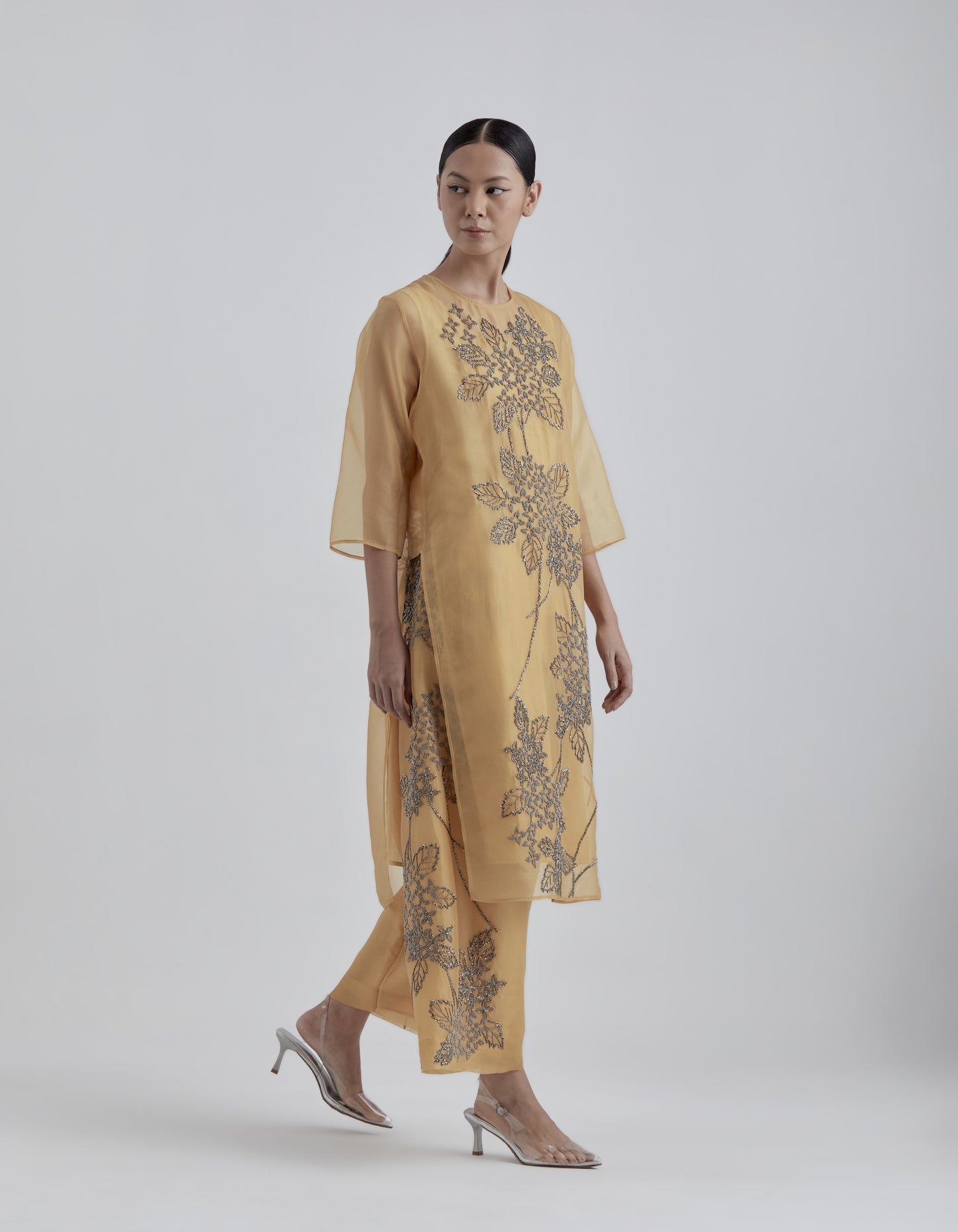 Saffron Hand Beaded Kurta