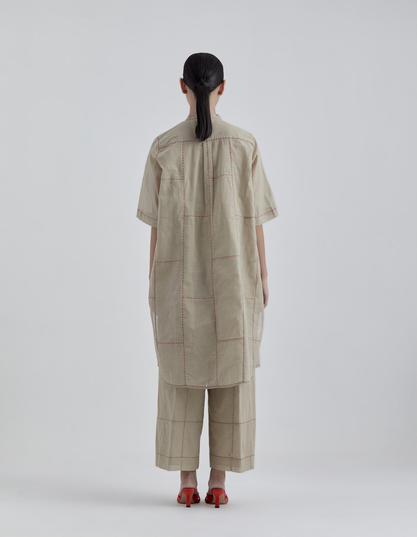 Natural Contrast Hand Stitched Pants