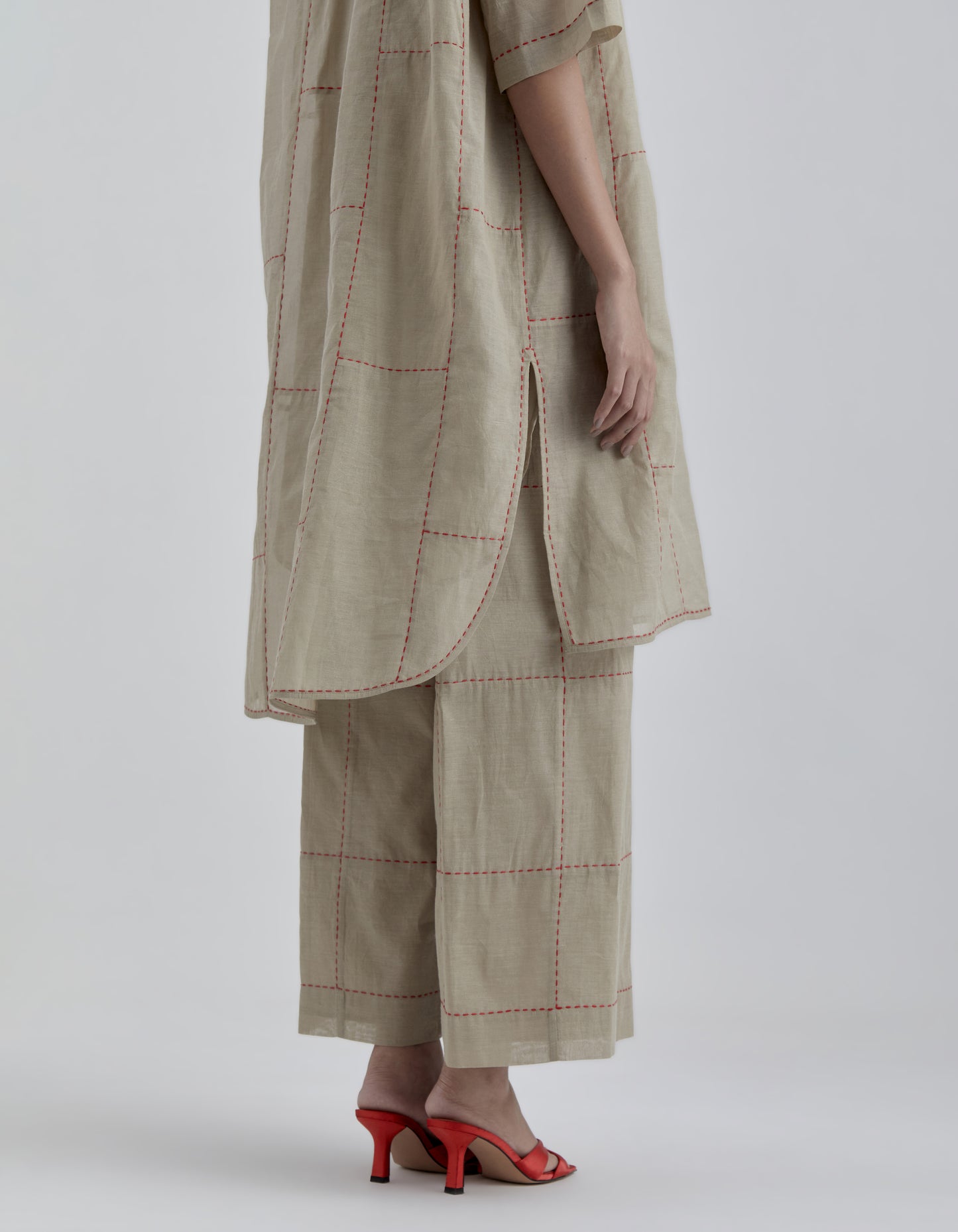 Natural Contrast Hand Stitched Pants