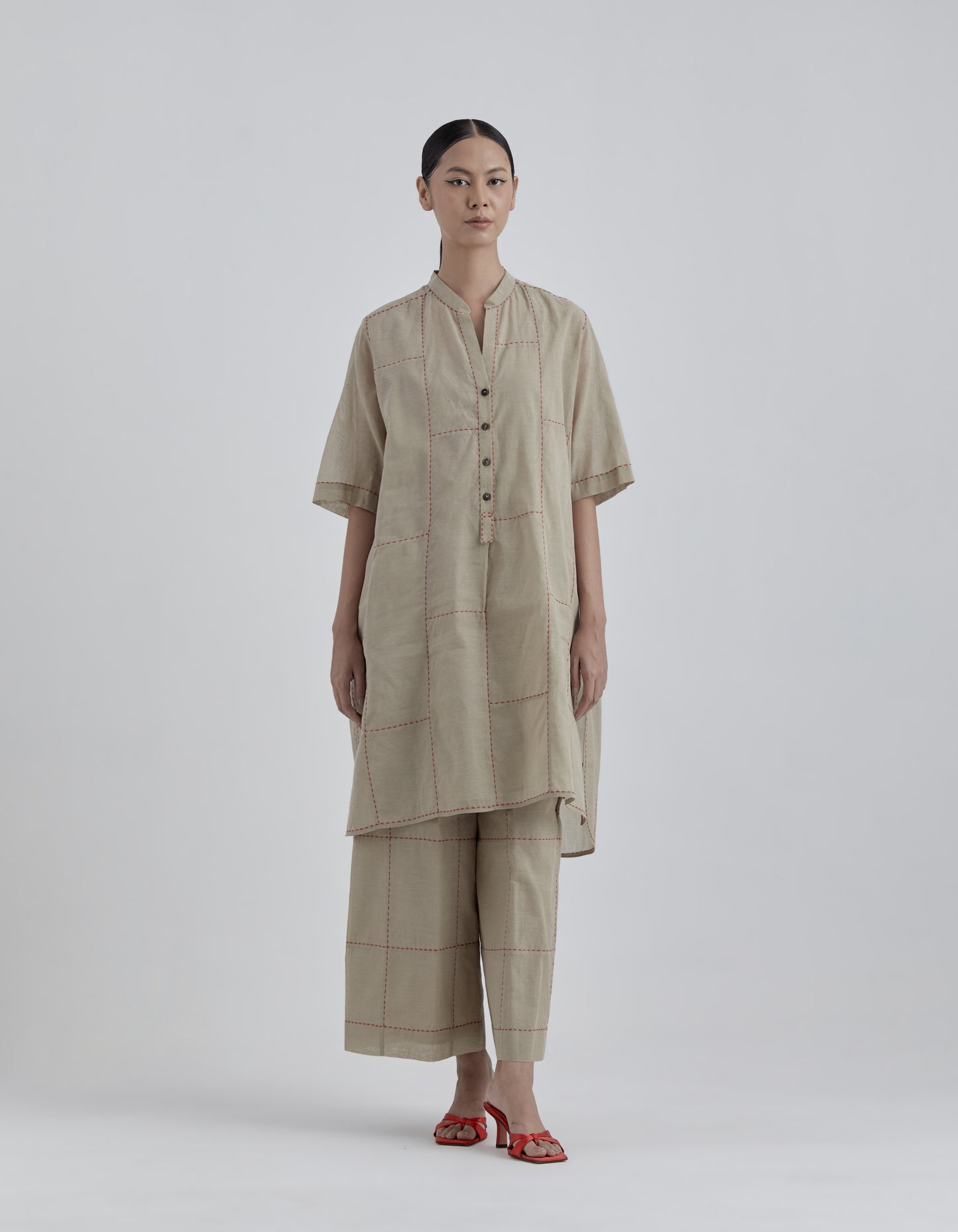 Natural Contrast Hand Stitched Pants
