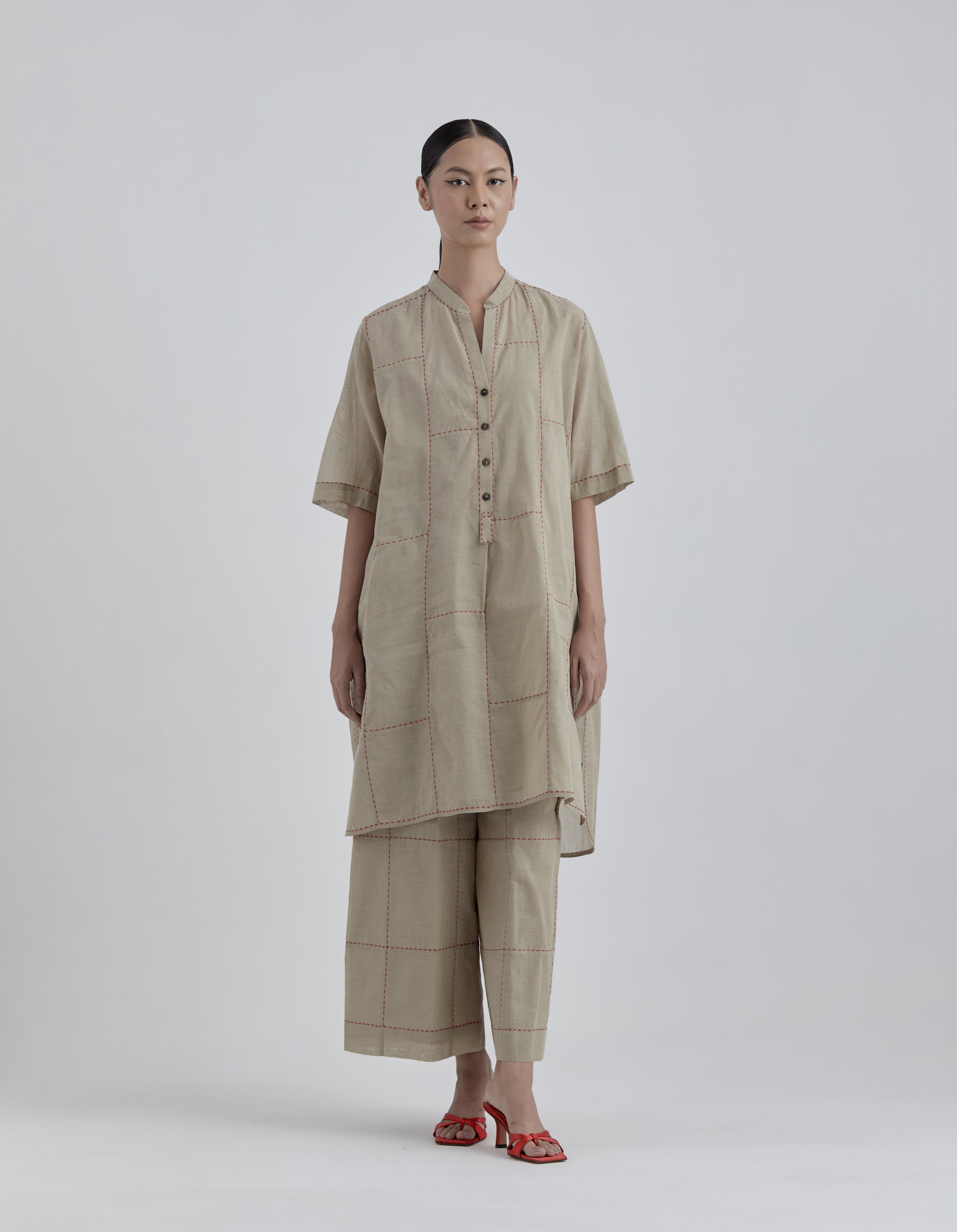 Natural Contrast Hand Stitched Pants