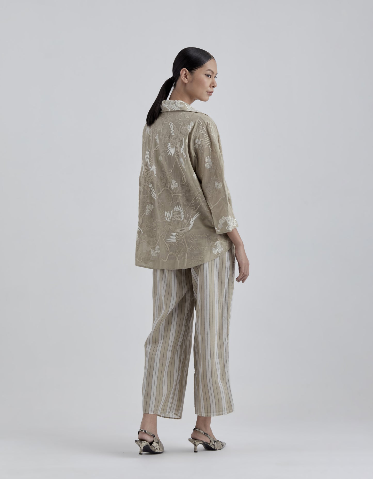 Natural Bird Motif Top