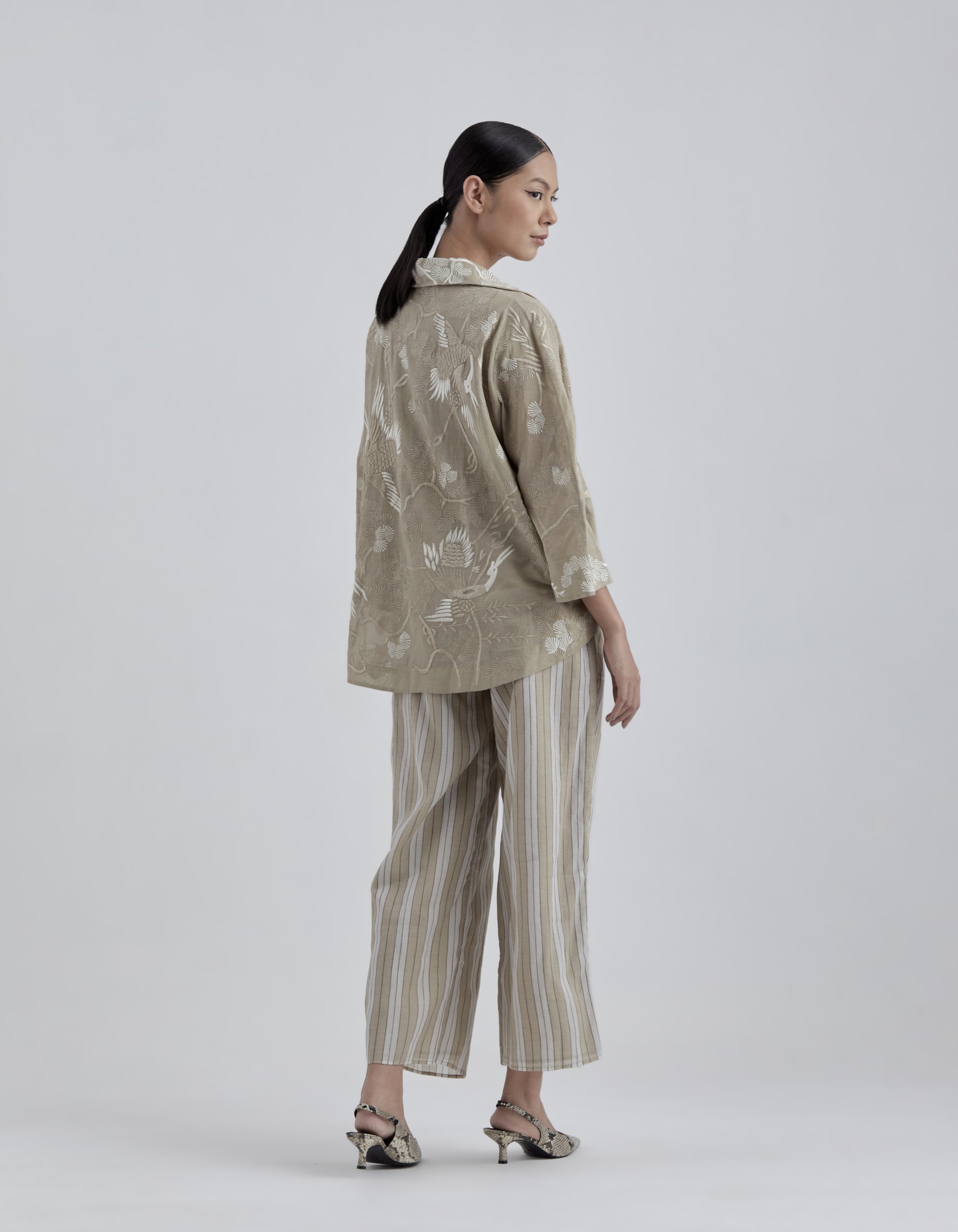 Natural Bird Motif Top