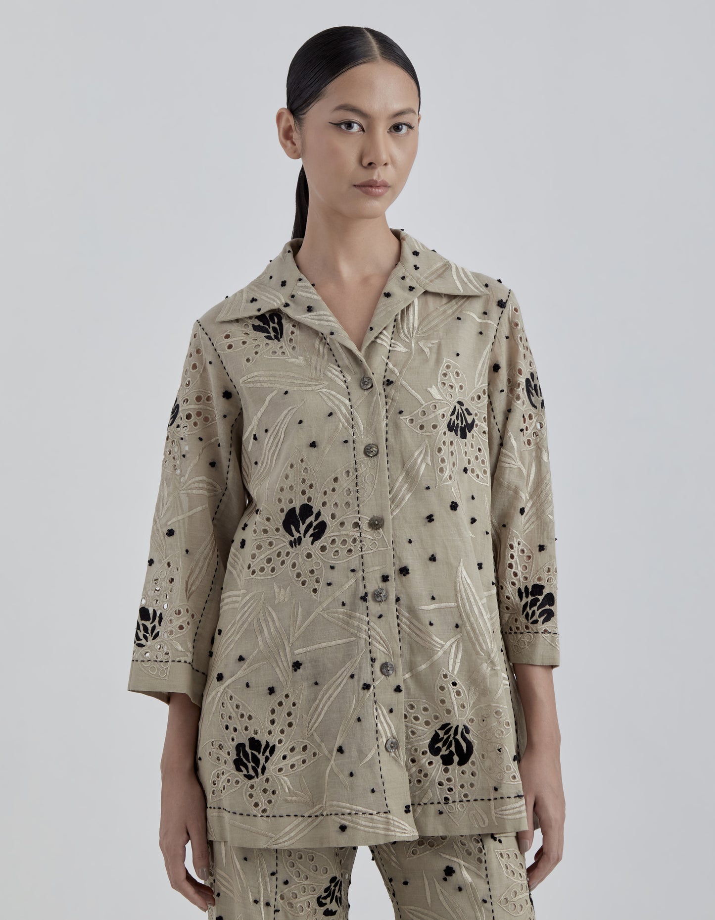 Natural Cutwork and French Knot Jacket