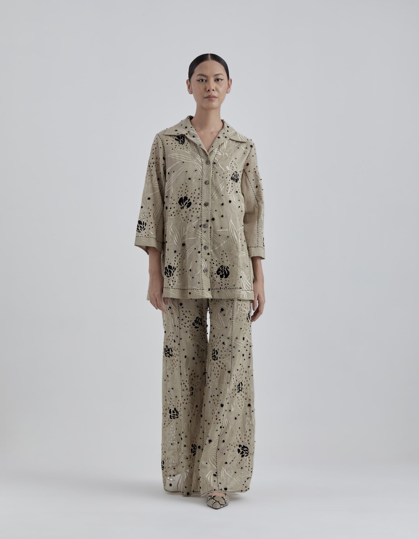 Natural Cutwork and French Knot Jacket