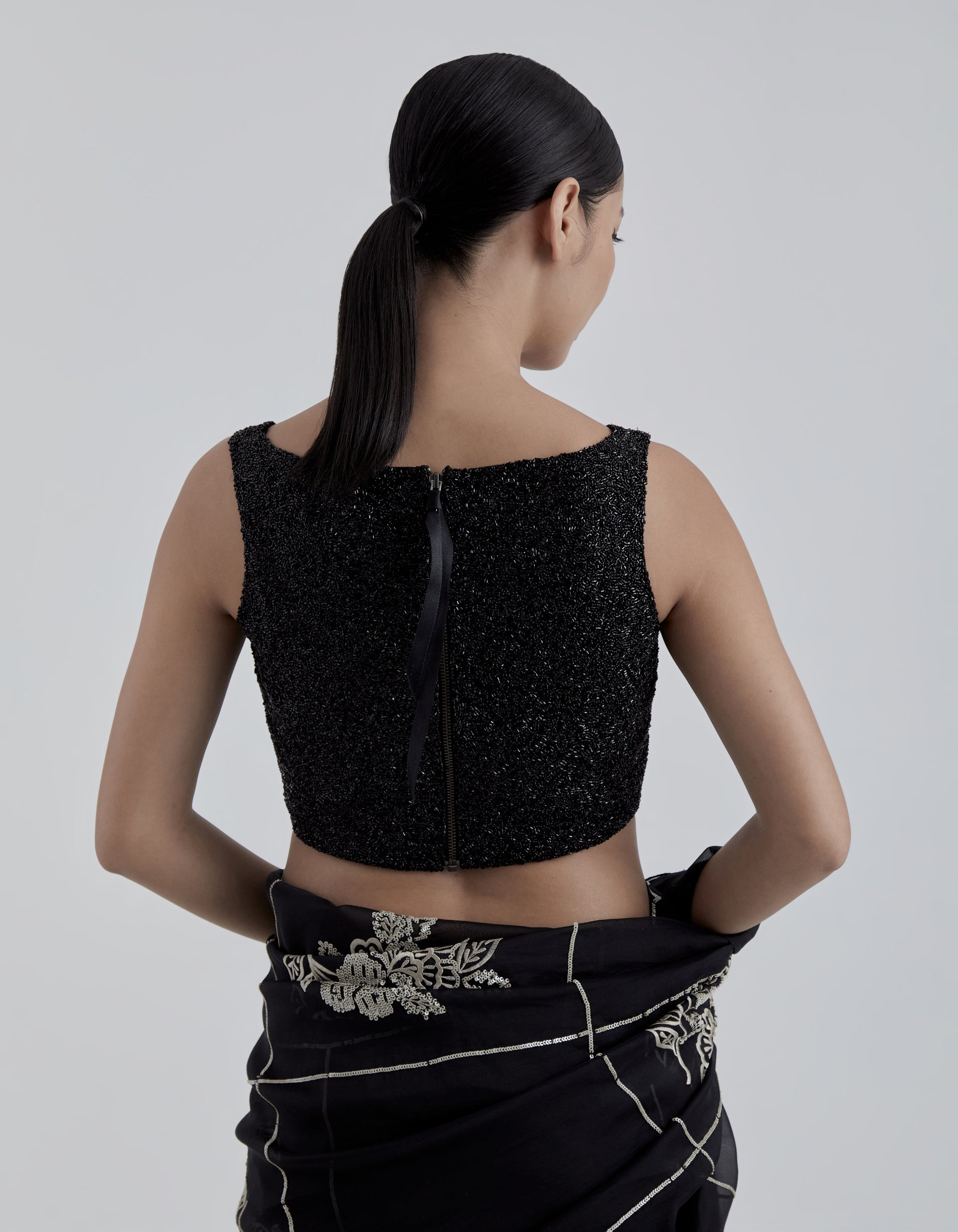 Black Hand Beaded Blouse