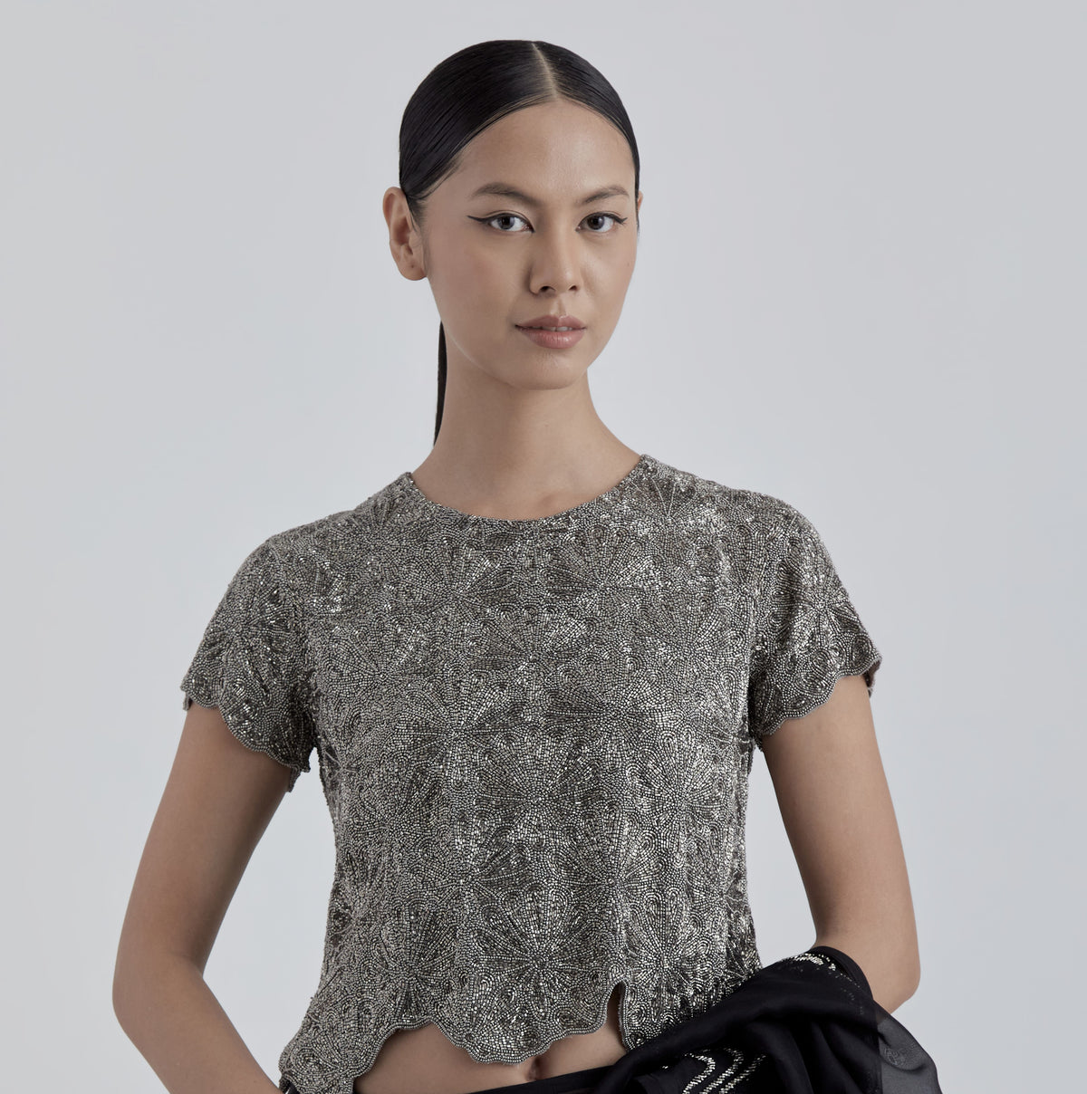 Silver Hand Beaded Blouse