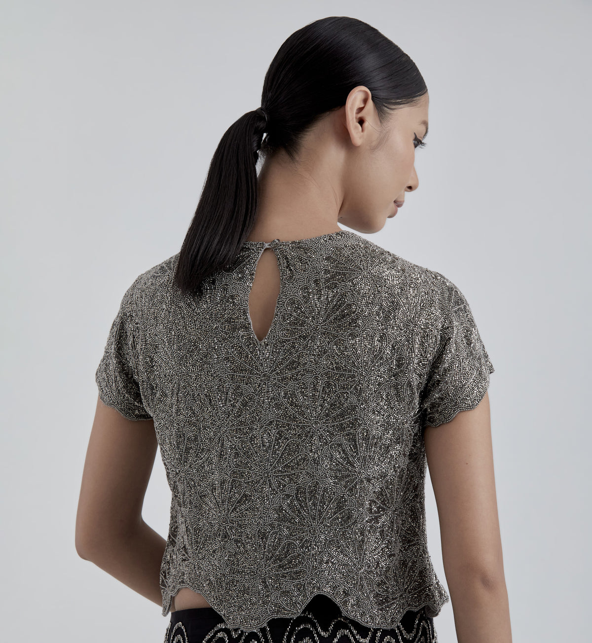 Silver Hand Beaded Blouse