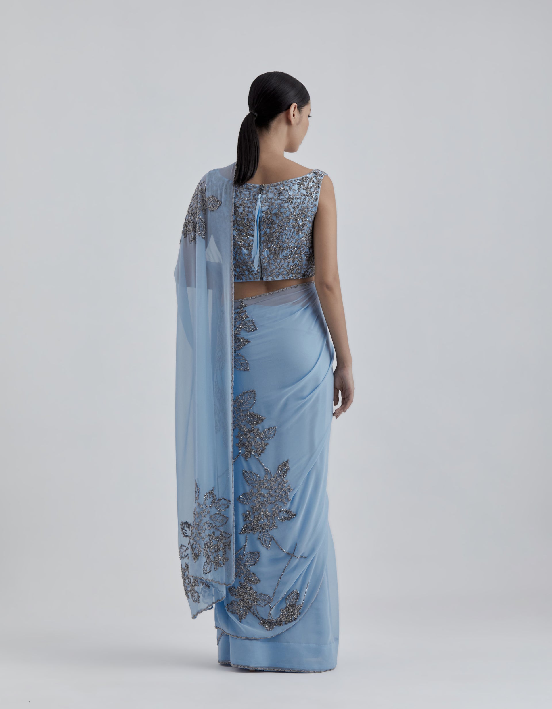 Steel Hand Beaded Sari