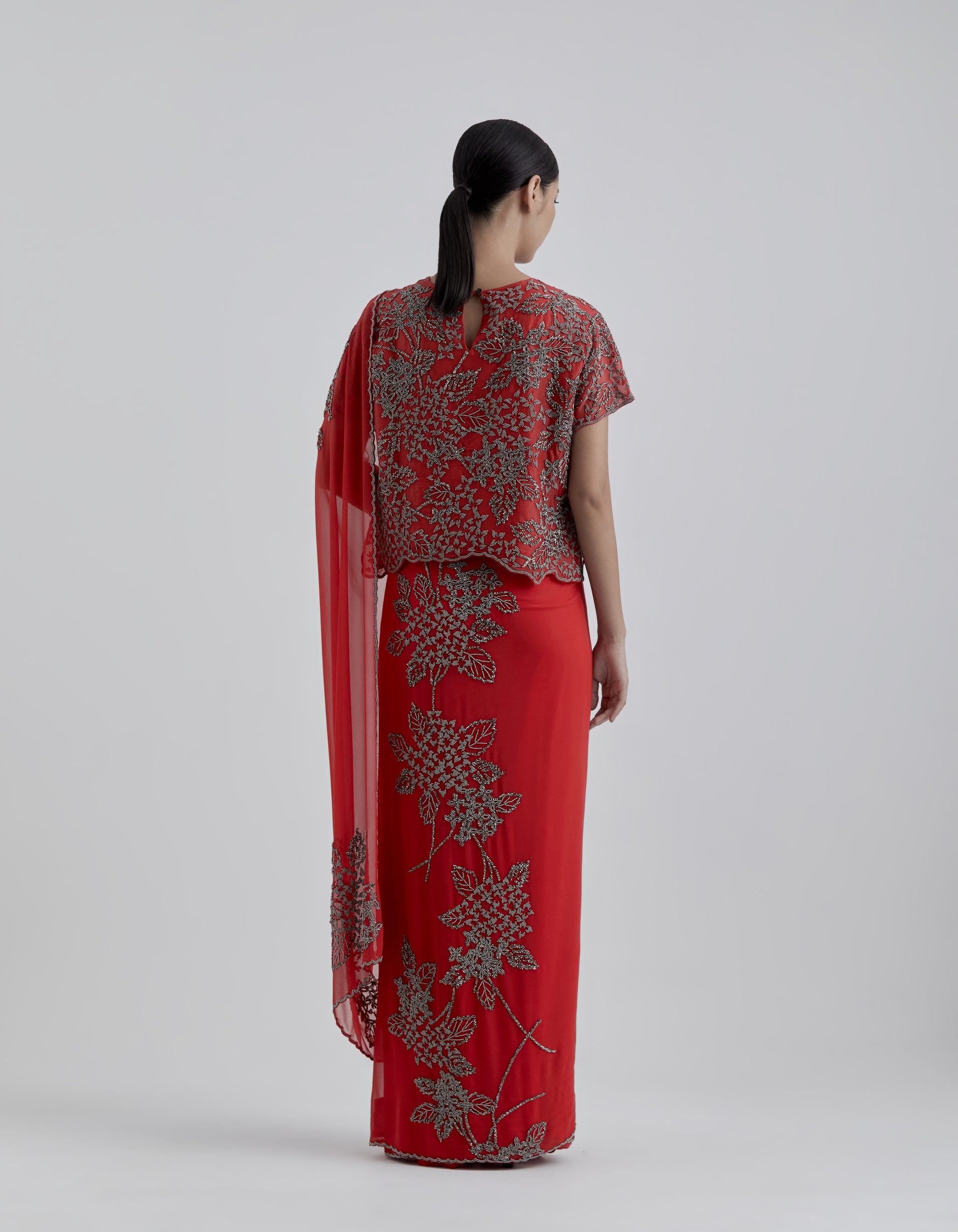 Crimson Hand Beaded Blouse