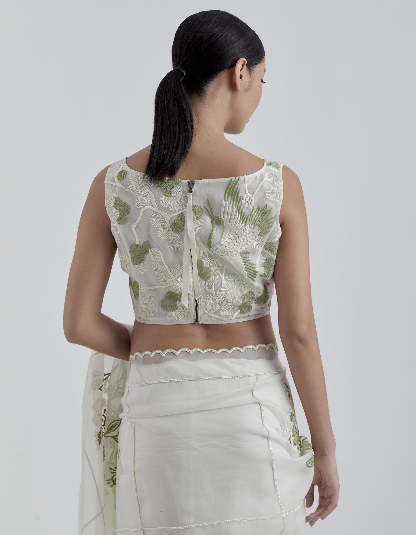Ecru Bird Motif Blouse