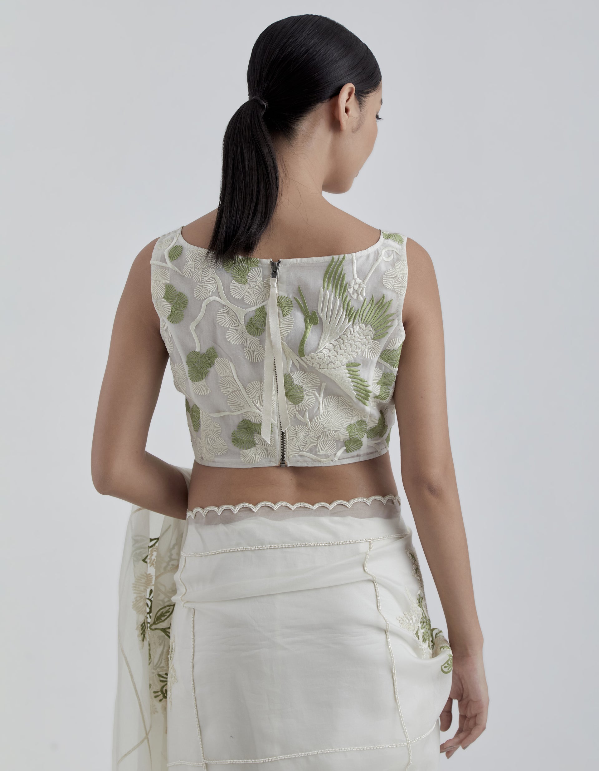 Ecru Bird Motif Blouse