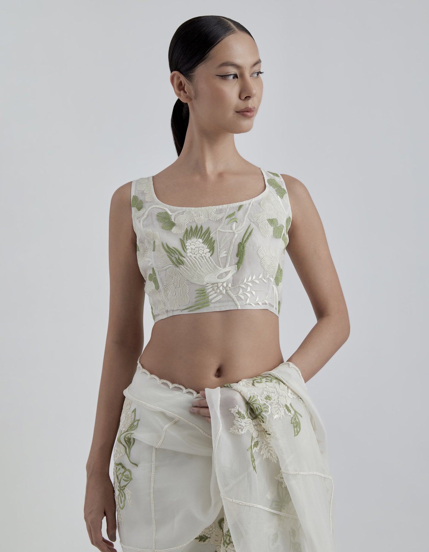 Ecru Bird Motif Blouse