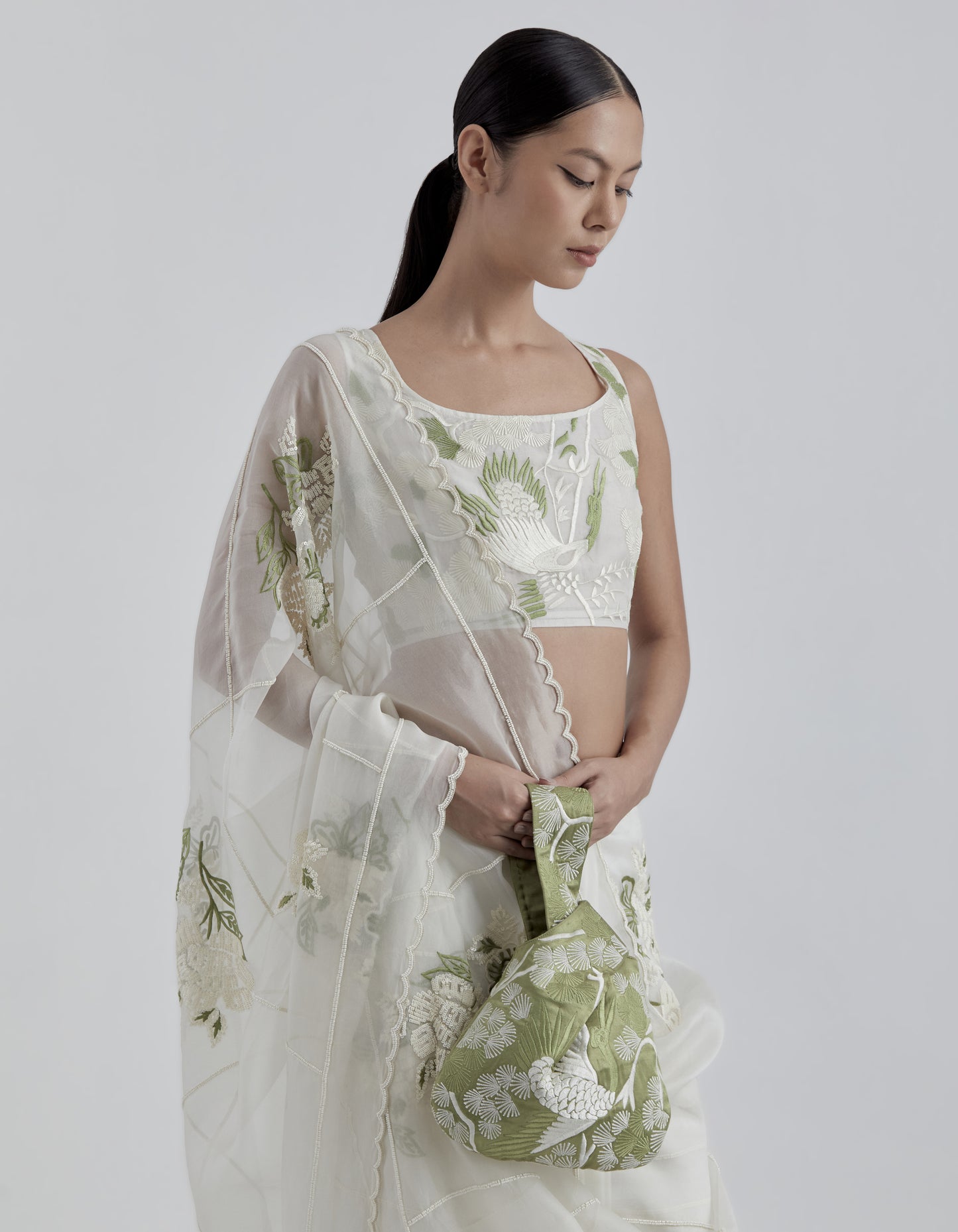 Ecru Bird Motif Blouse