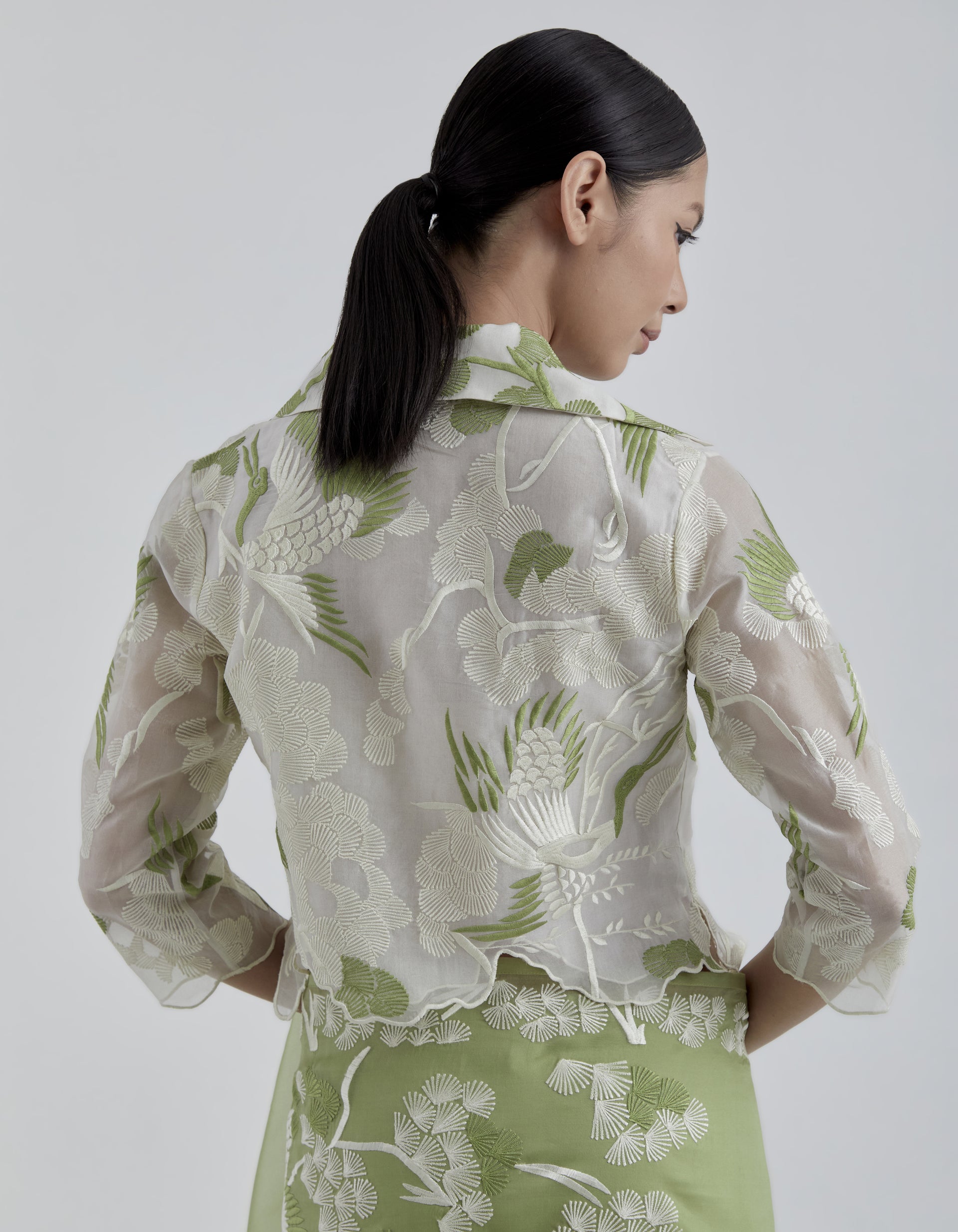 Ecru Bird Motif Blouse