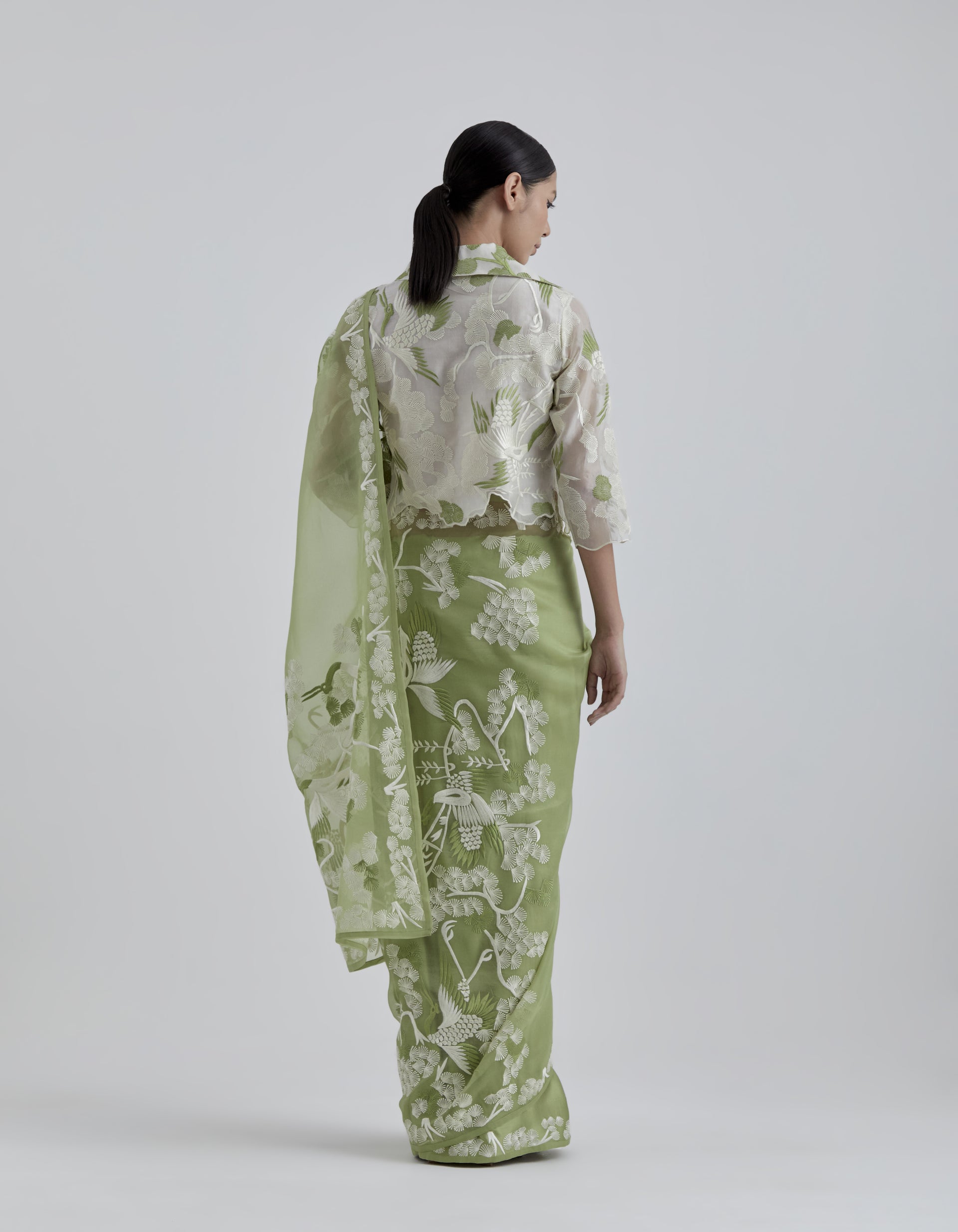 Grass Bird Motif Sari