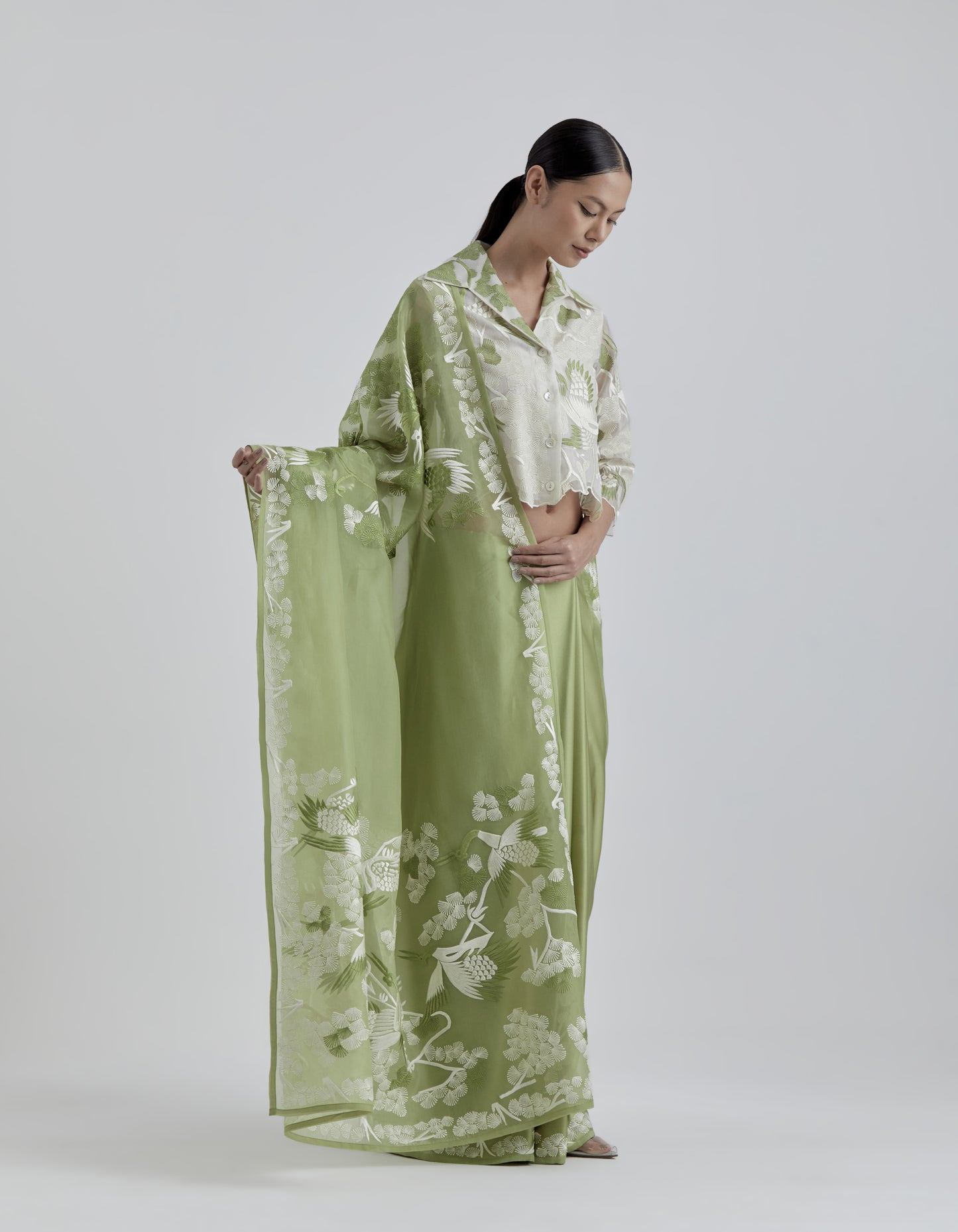 Grass Bird Motif Sari
