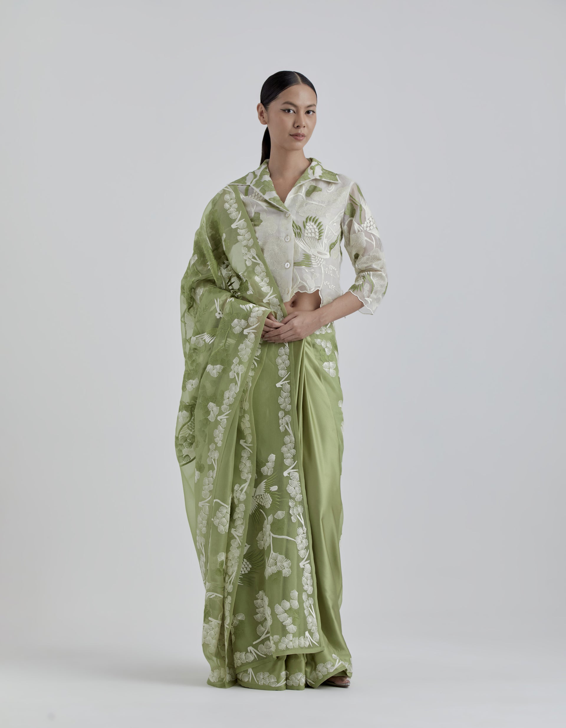 Grass Bird Motif Sari