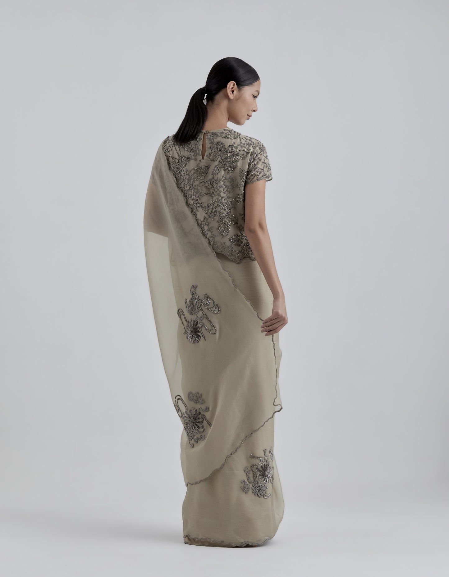 Natural Hand Beaded Sari