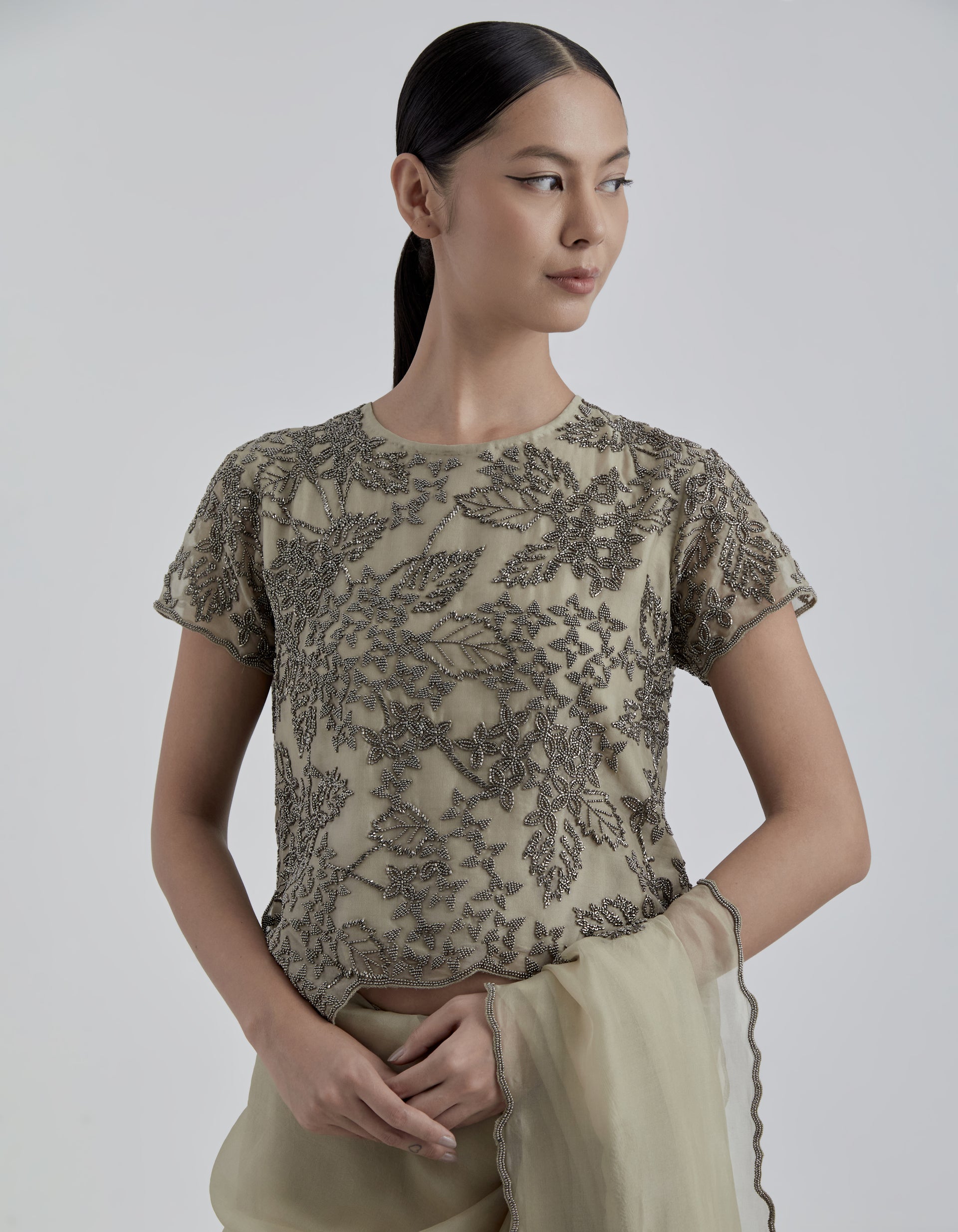 Natural Hand Beaded Blouse