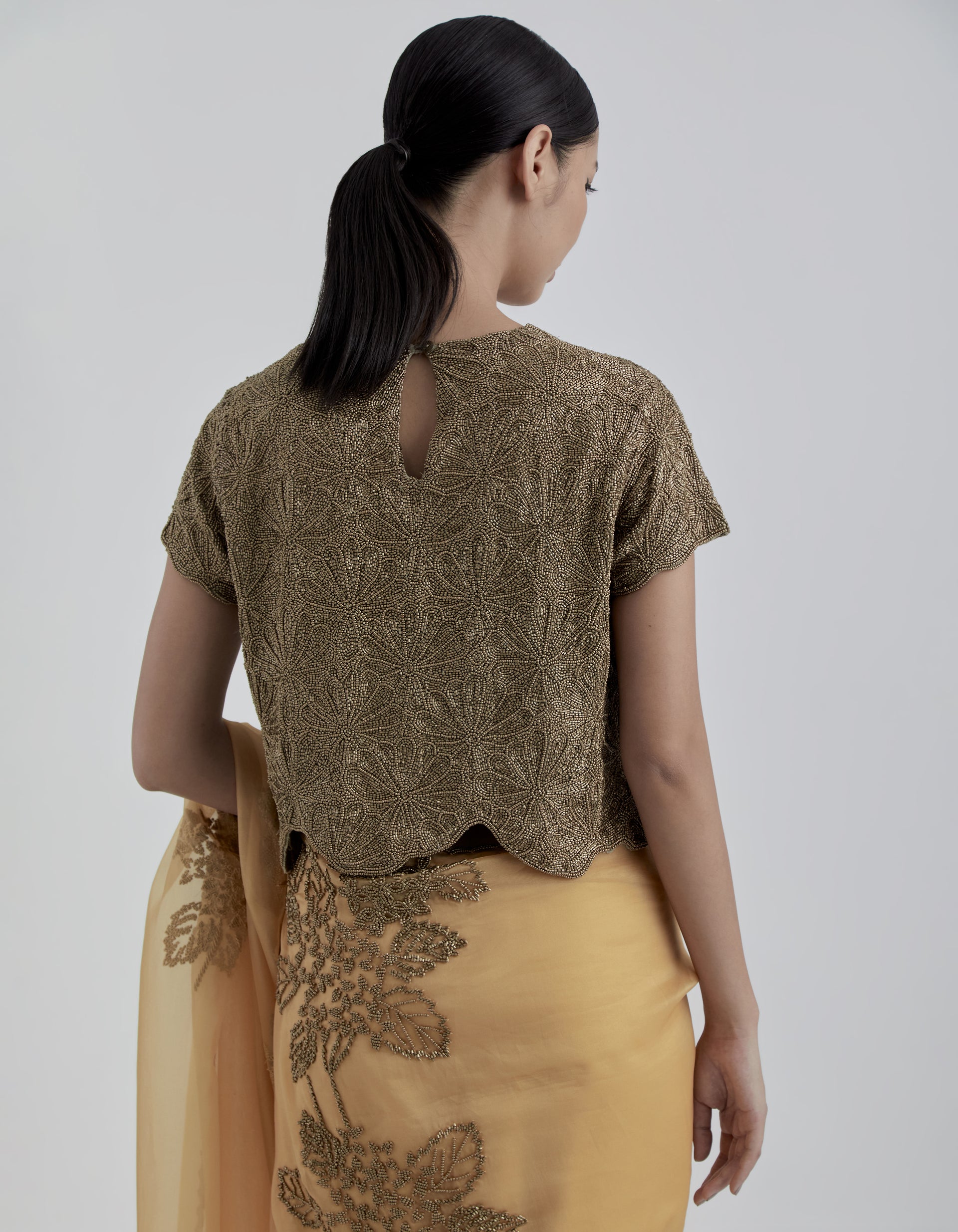 Gold Hand Beaded Blouse