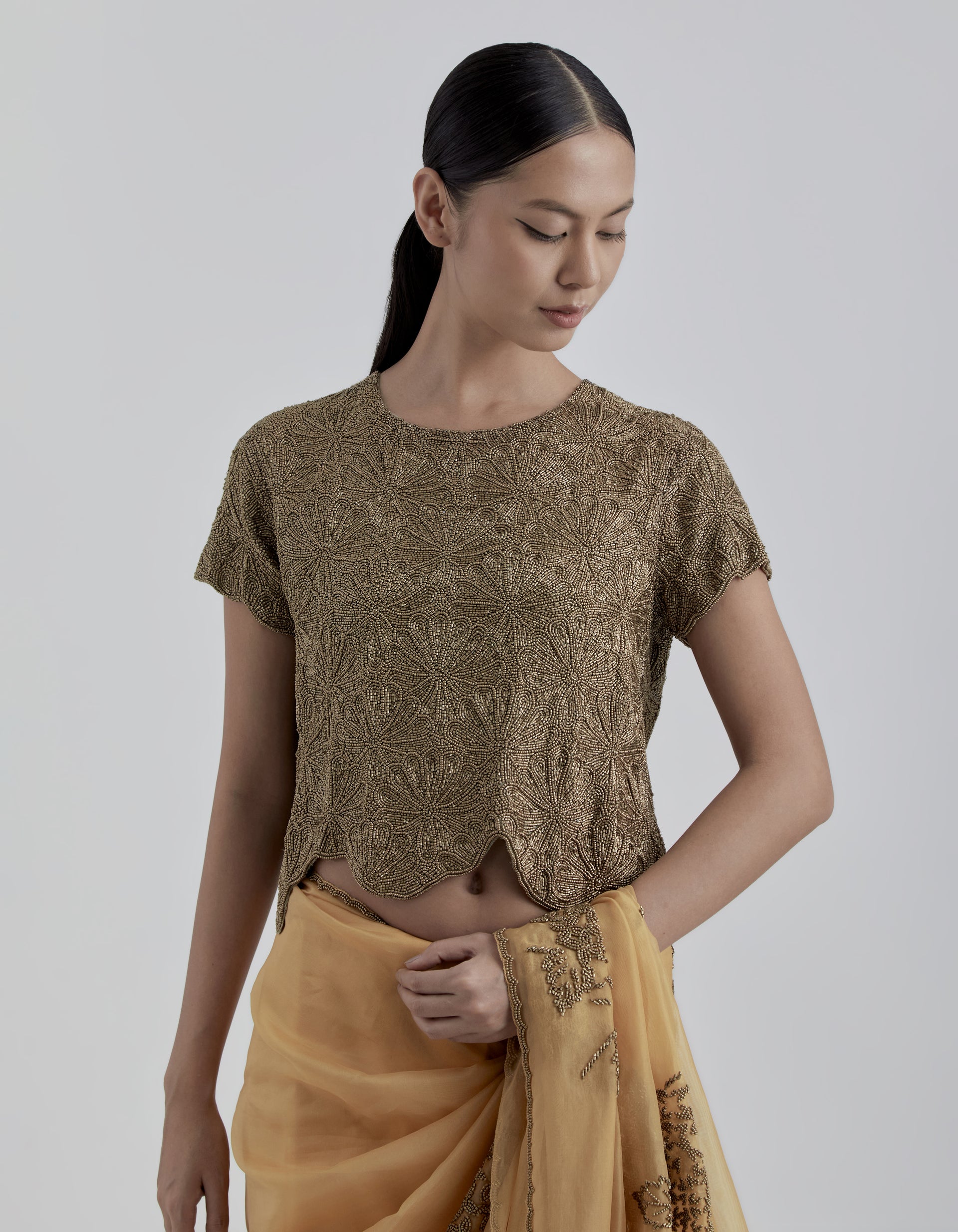 Gold Hand Beaded Blouse