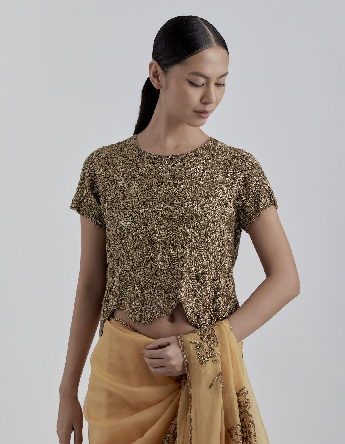 Gold Hand Beaded Blouse