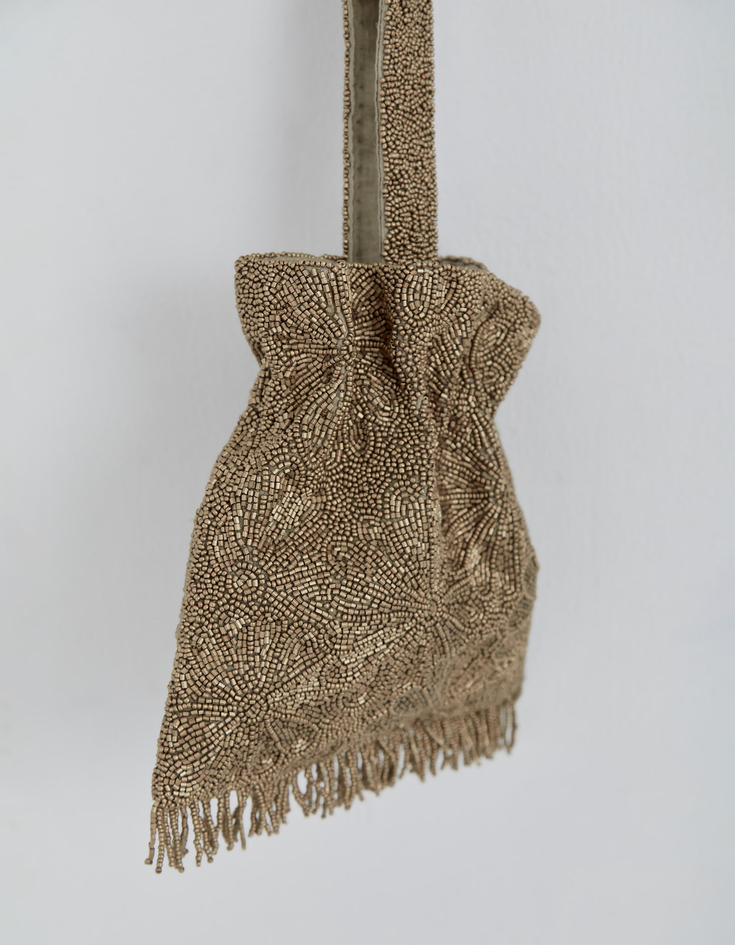 Gold Beaded Fringed Handbag