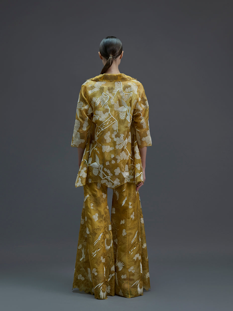 Saffron Bird Motif Jacket