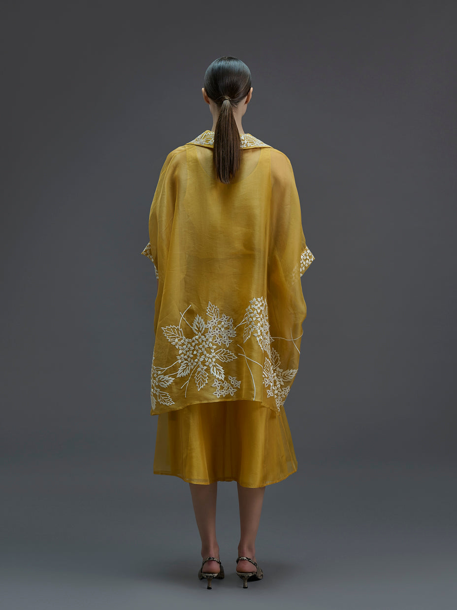 Saffron Damask Stitched Cutwork Tunic
