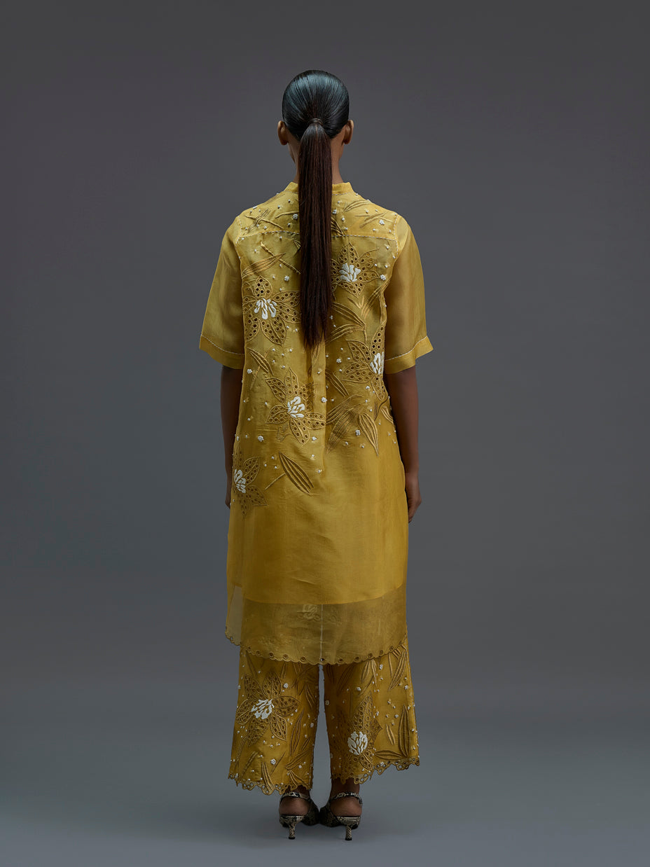 Saffron Cutwork and French Knot Tunic